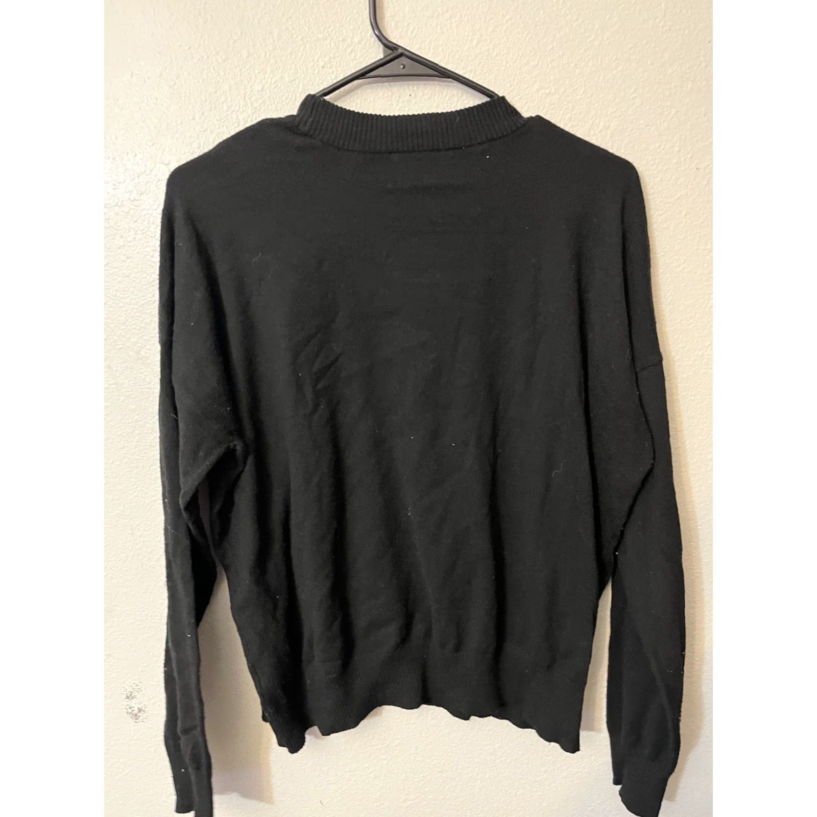 Vintage Tahari Sweater Womens Medium Black Long Sleeve Pullover Polyester Knit Stretch Casual Fall Winter Size M / US 6-8 / IT 42-44 - 2 Thumbnail