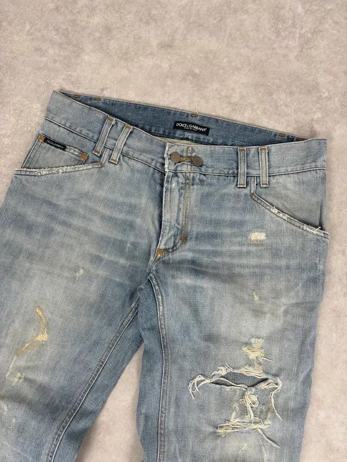 Dolce & Gabbana 2000s Dolce & Gabbana Blue Distressed Denim Jeans Size US 33 - 5 Thumbnail