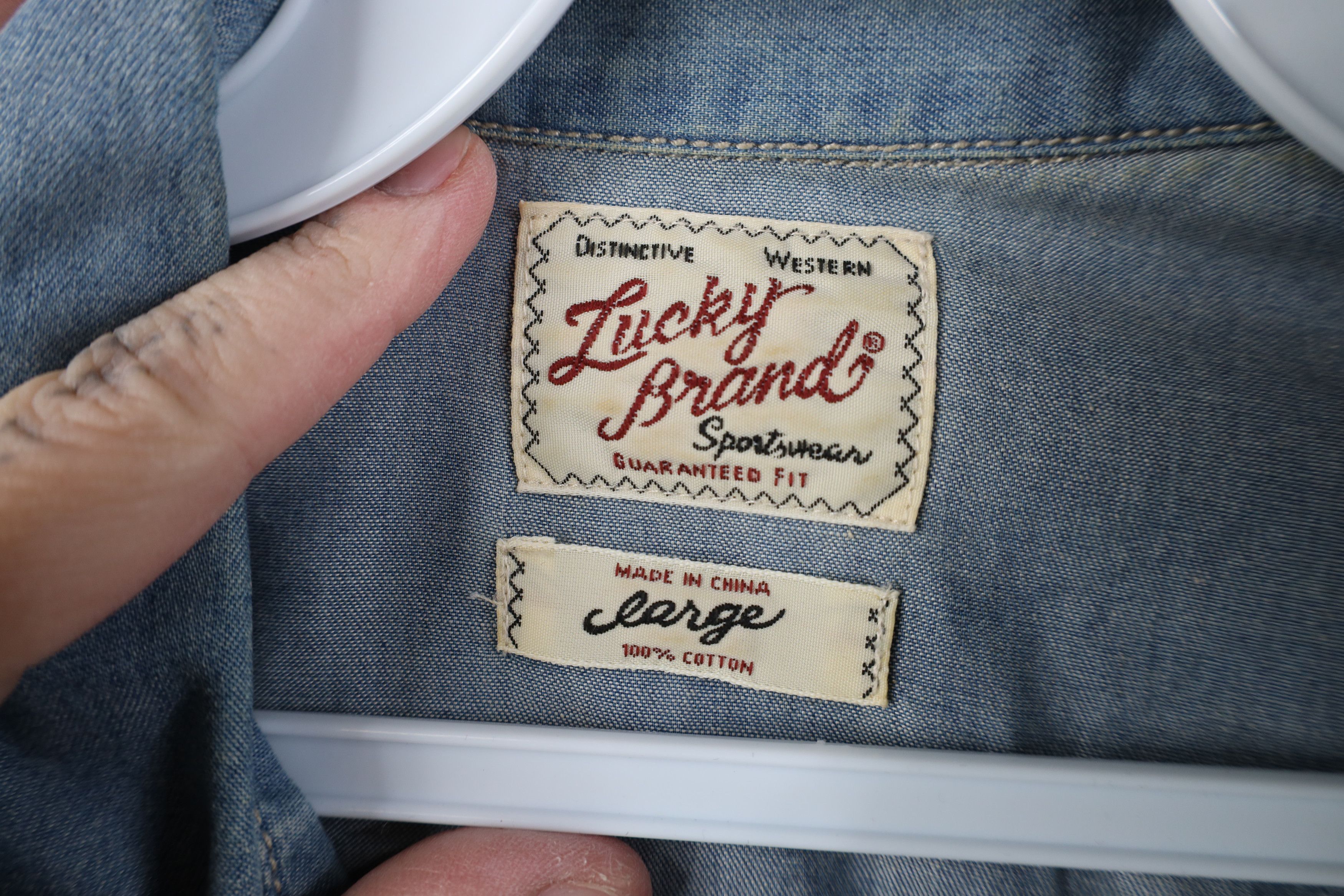 Lucky Brand Vintage Lucky Brand Western Rodeo Denim Snap Button Shirt Size US L / EU 52-54 / 3 - 12 Thumbnail