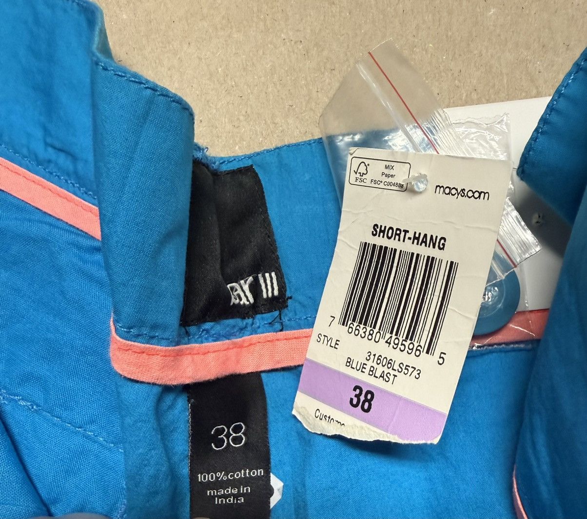 Bar III Bar III 3 Shorts Mens 38 Blue Chino Pocket Casual NEW! Size US 38 / EU 54 - 3 Thumbnail