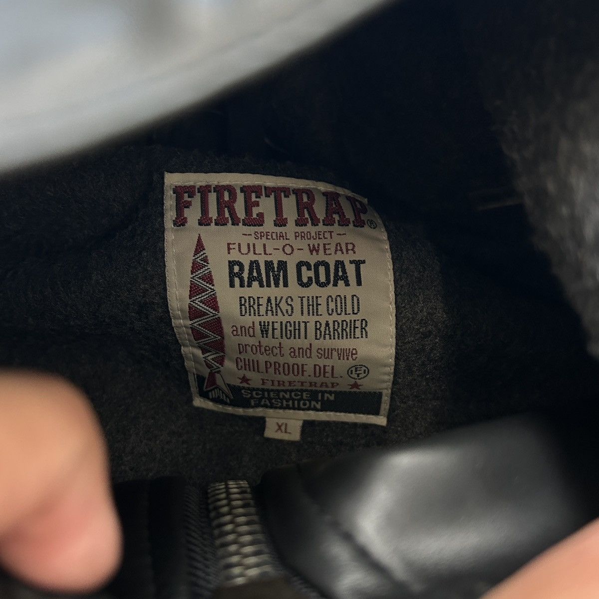 Firetrap Firetrap “RAM COAT” Faux Leather Hooded Jacket – Black (XL) Size US XL / EU 56 / 4 - 6 Thumbnail