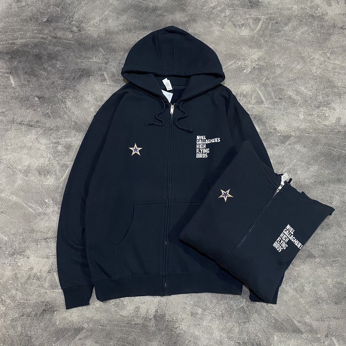 image of Band Tees x Made In USA Noel Gallaghers Zip Hoodie in Navy, Men's (Size Large)