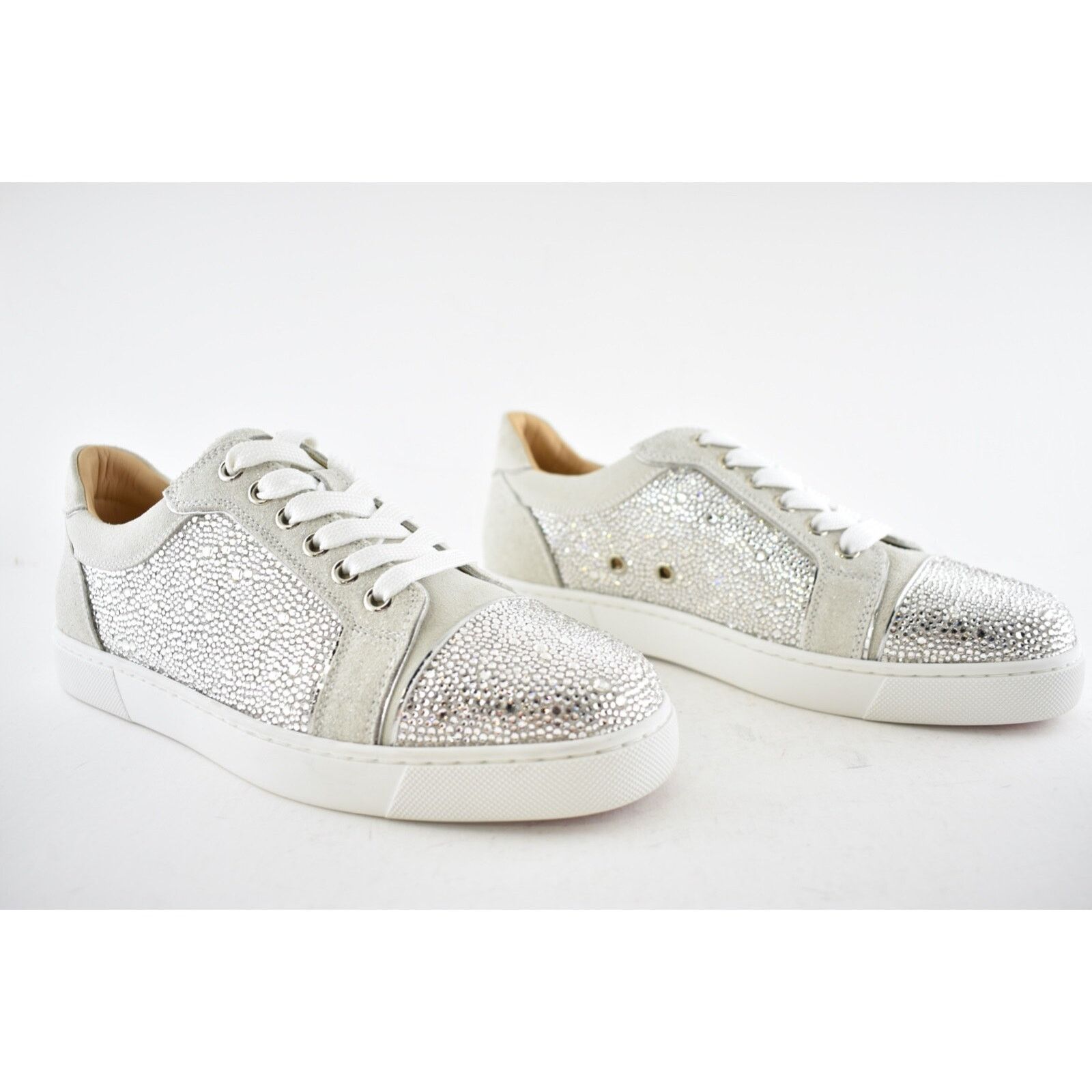 Christian Louboutin Vieira Strass Flat Lune Grey Crystal Low Top Sneaker 36.5 Size US 6.5 / IT 36.5 - 5 Thumbnail