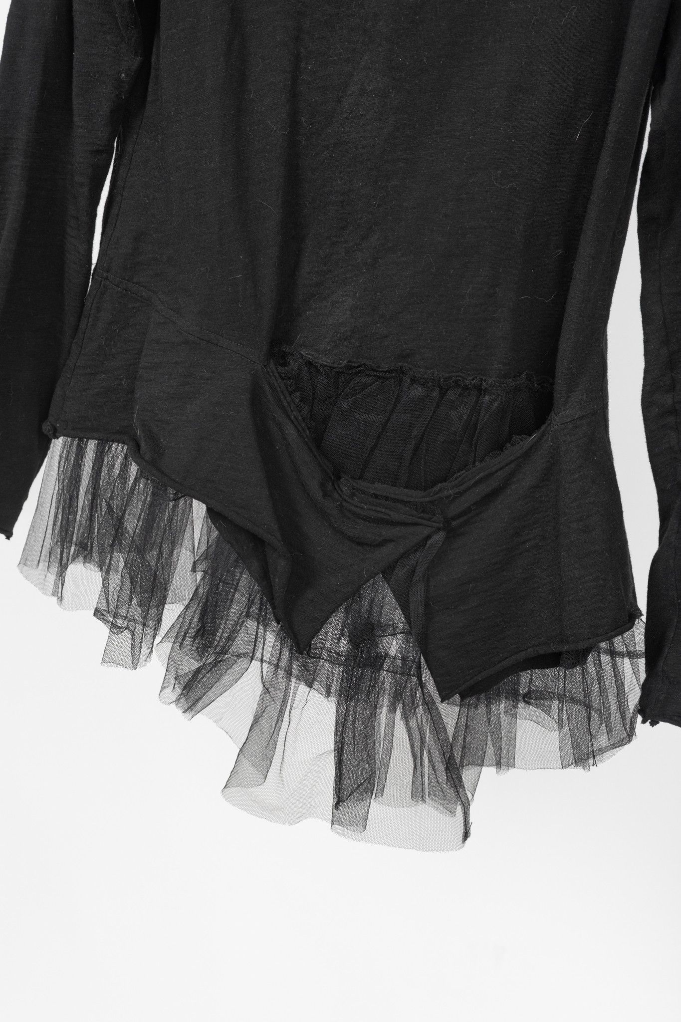 Rundholz Rundholz Black Label Black Cotton-Jersey Tulle-Hem T-Shirt Size S / US 4 / IT 40 - 6 Thumbnail