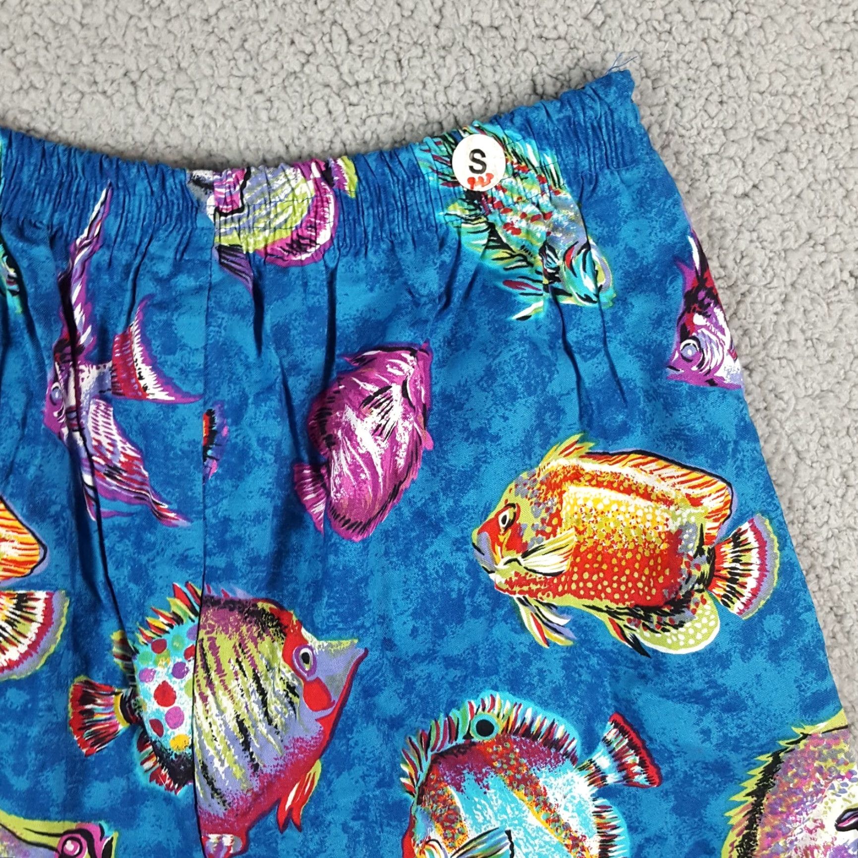Vintage VINTAGE Infinity Chic Fish Print Pleated Lounge Shorts Women's Small Blue Retro 90s Ocean Beach Size 28" / US 6 / IT 42 - 6 Thumbnail