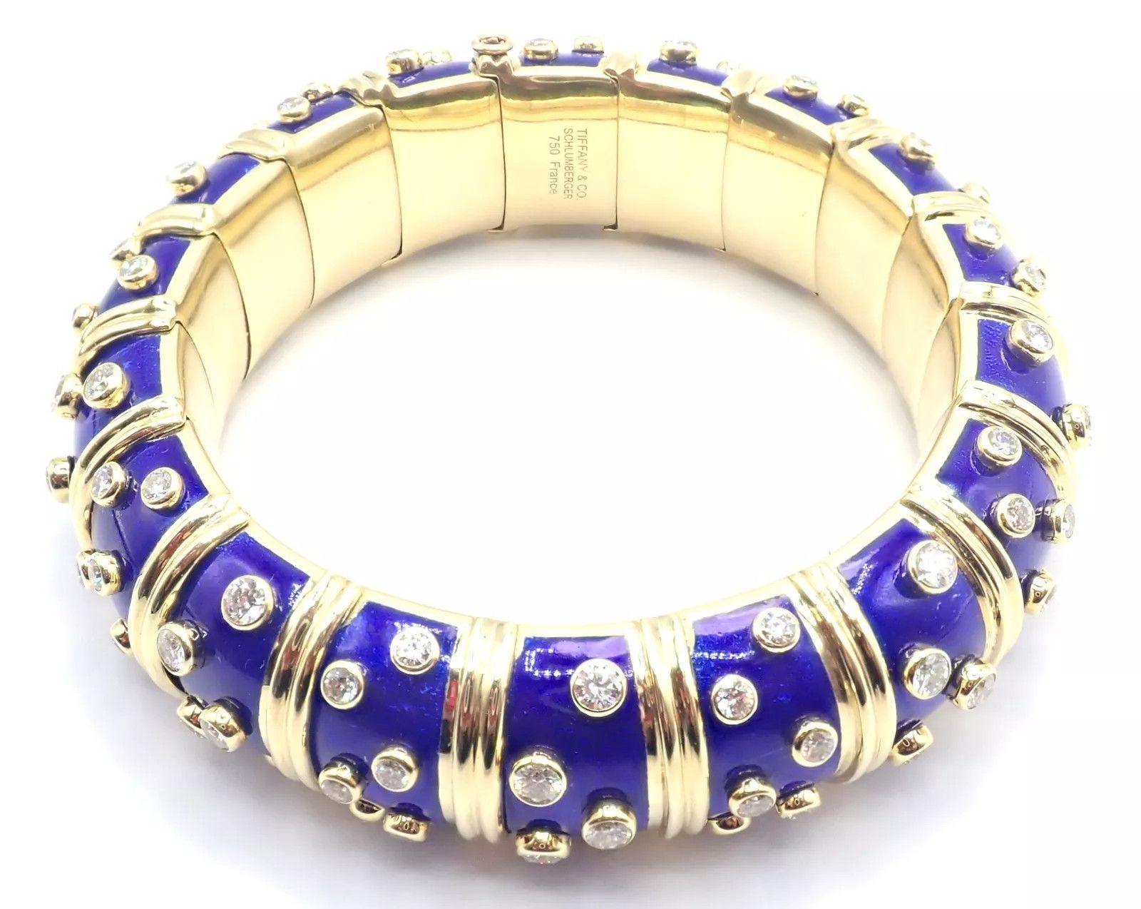Tiffany & Co. Schlumberger Dots 18k gold Diamond Enamel Bangle Bracelet Size ONE SIZE - 6 Thumbnail