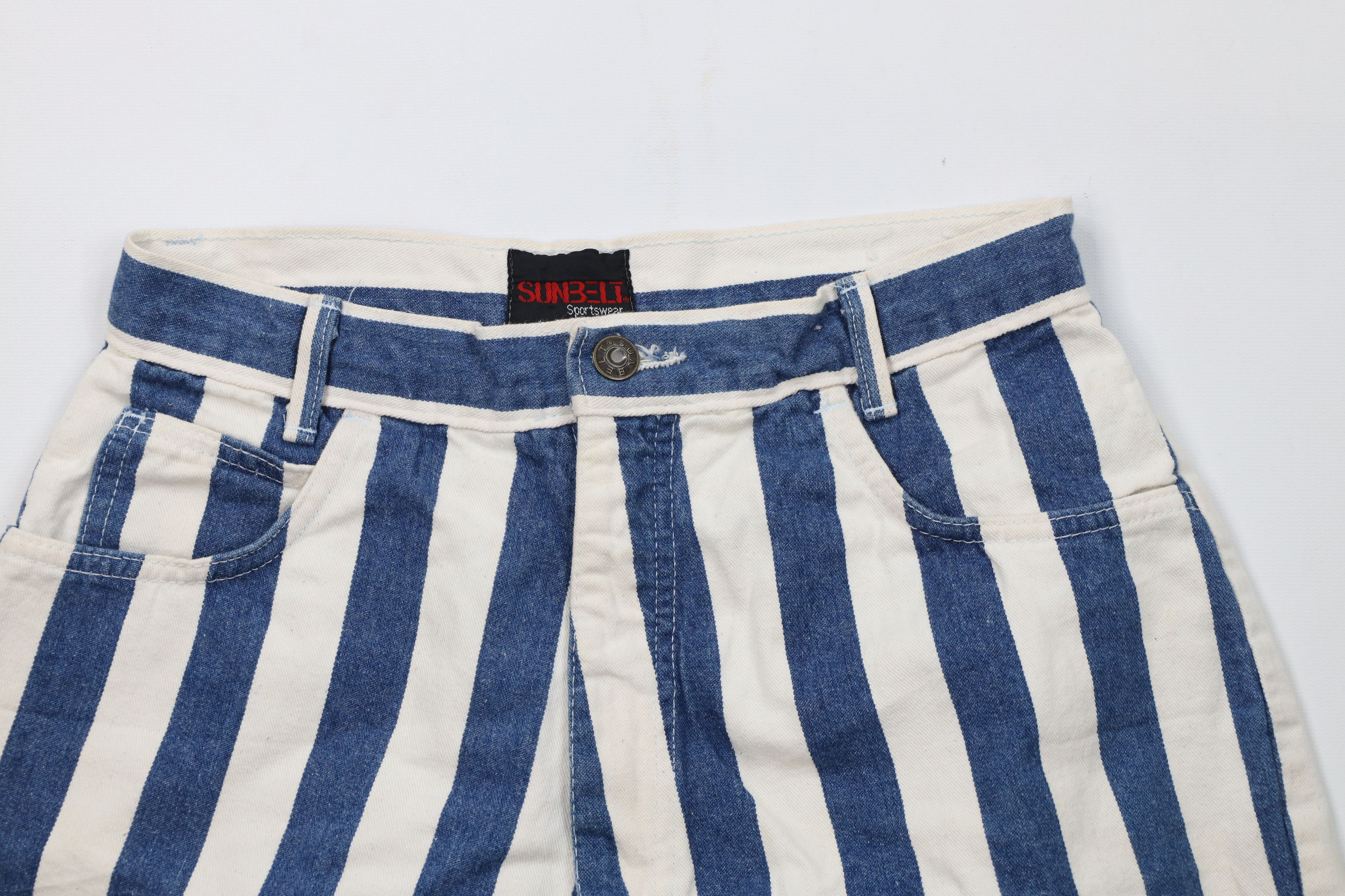 Vintage Vintage 90s Streetwear Baggy Striped Denim Shorts USA Size 28" / US 6 / IT 42 - 2 Thumbnail