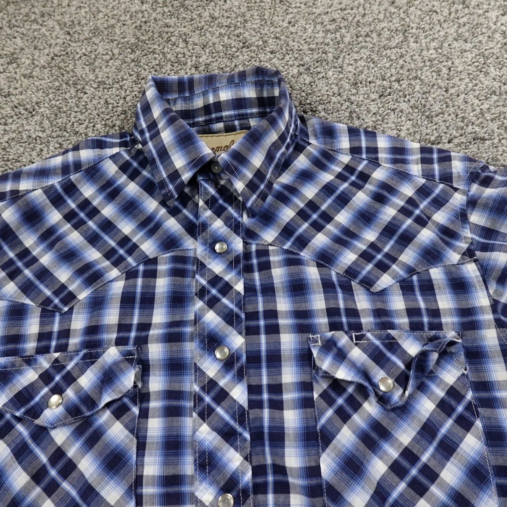 Wrangler Wrangler Shirt Mens L Blue Plaid Western Pearl Snap Up Short Sleeve Cowboy Rodeo Size US L / EU 52-54 / 3 - 3 Thumbnail