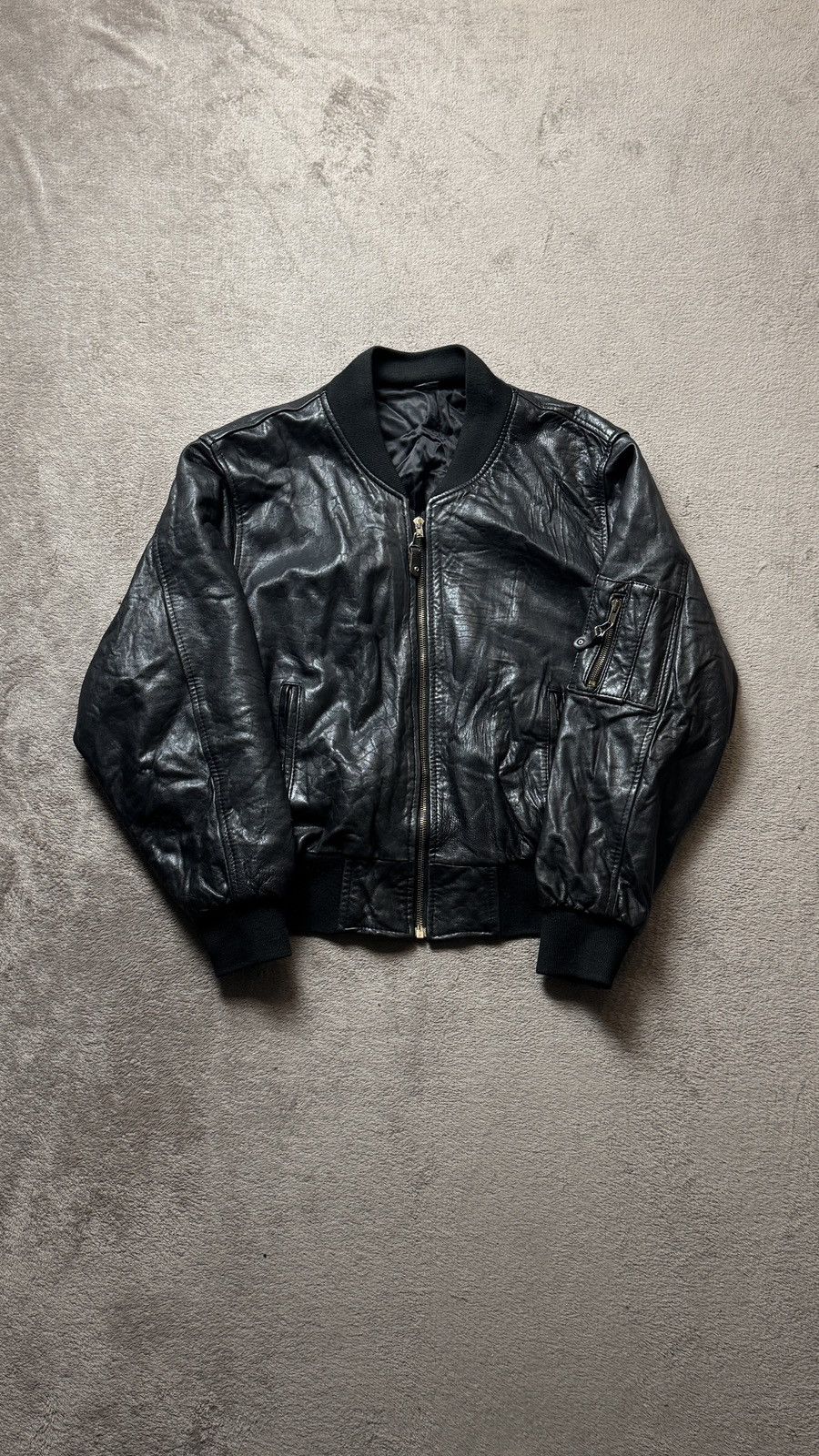 Genuine Leather 90s Vintage Baggy Varsity Bomber Leather Jacket gucci ysl Size US M / EU 48-50 / 2 - 1 Thumbnail