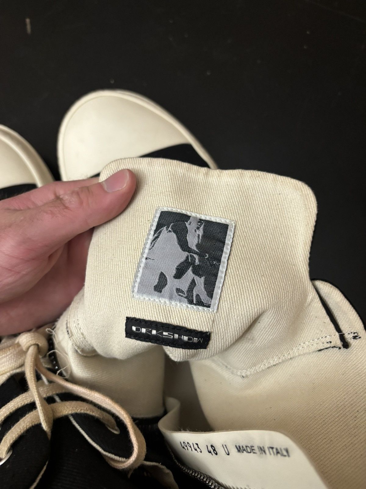 Rick Owens Drkshdw Rick Owens DRKSHDW Ramones Studded Eyelets Black Milk Size US 15 / EU 48 - 8 Thumbnail
