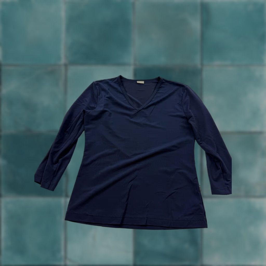 Vintage Casall Shirt Womens L Blue Long Sleeve V-Neck Lightweight Stretch Athletic Size L / US 10 / IT 46 - 1 Thumbnail