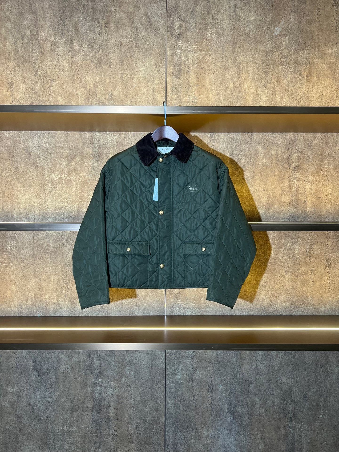 Celine Celine Military Green Diamond Pattern Cotton Jacket Size XS / US 0-2 / IT 36-38 - 1 Thumbnail