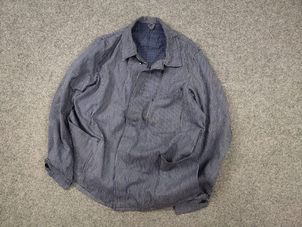 Vintage Vintage 60's French sanforized work striped Chore Jacket Size US L / EU 52-54 / 3 - 3 Thumbnail