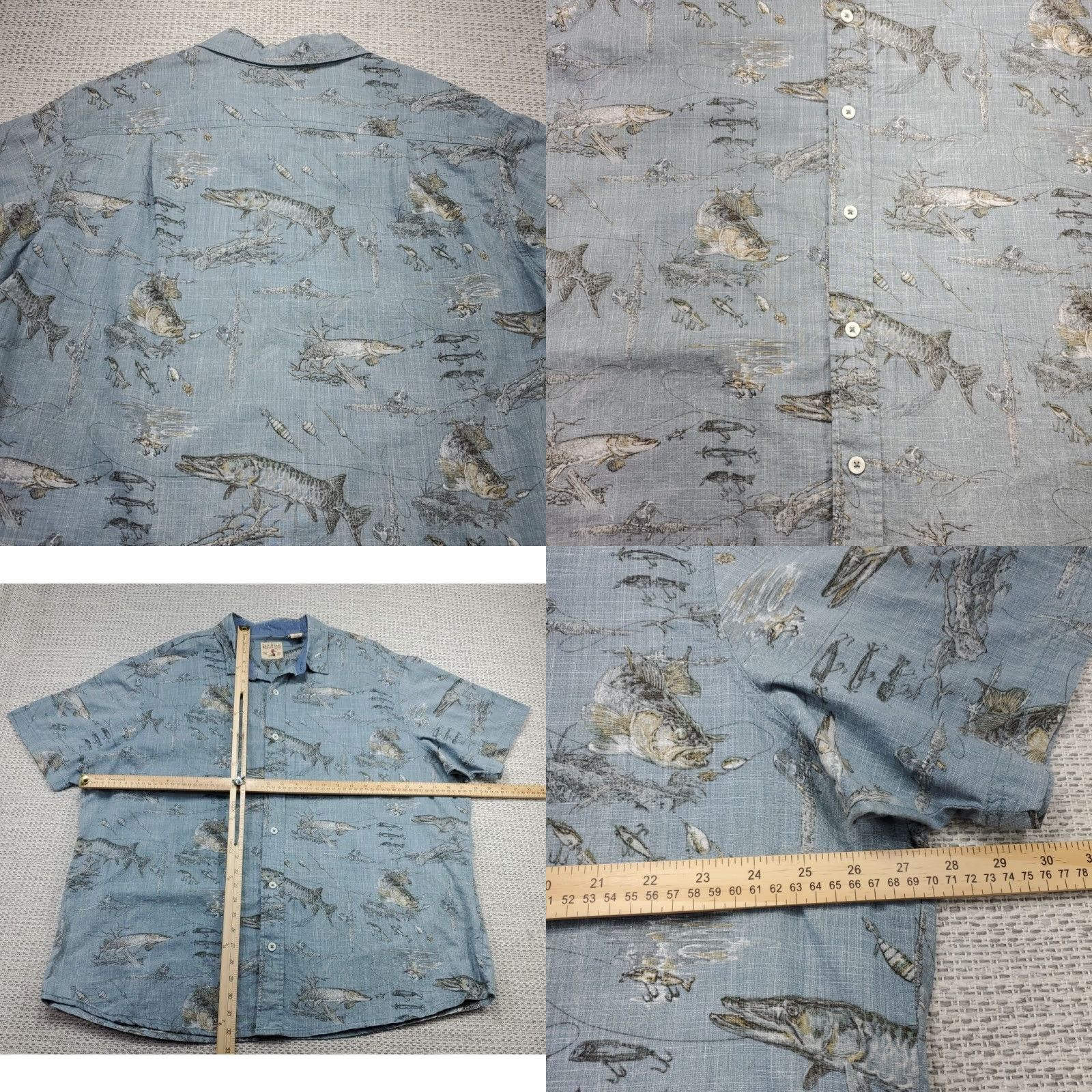 Vintage Red Head Mens 2XL Shirt Button-Up Outdoor Fishing Lures All Over Hunter Fisherman Camp Size US XXL / EU 58 / 5 - 8 Thumbnail