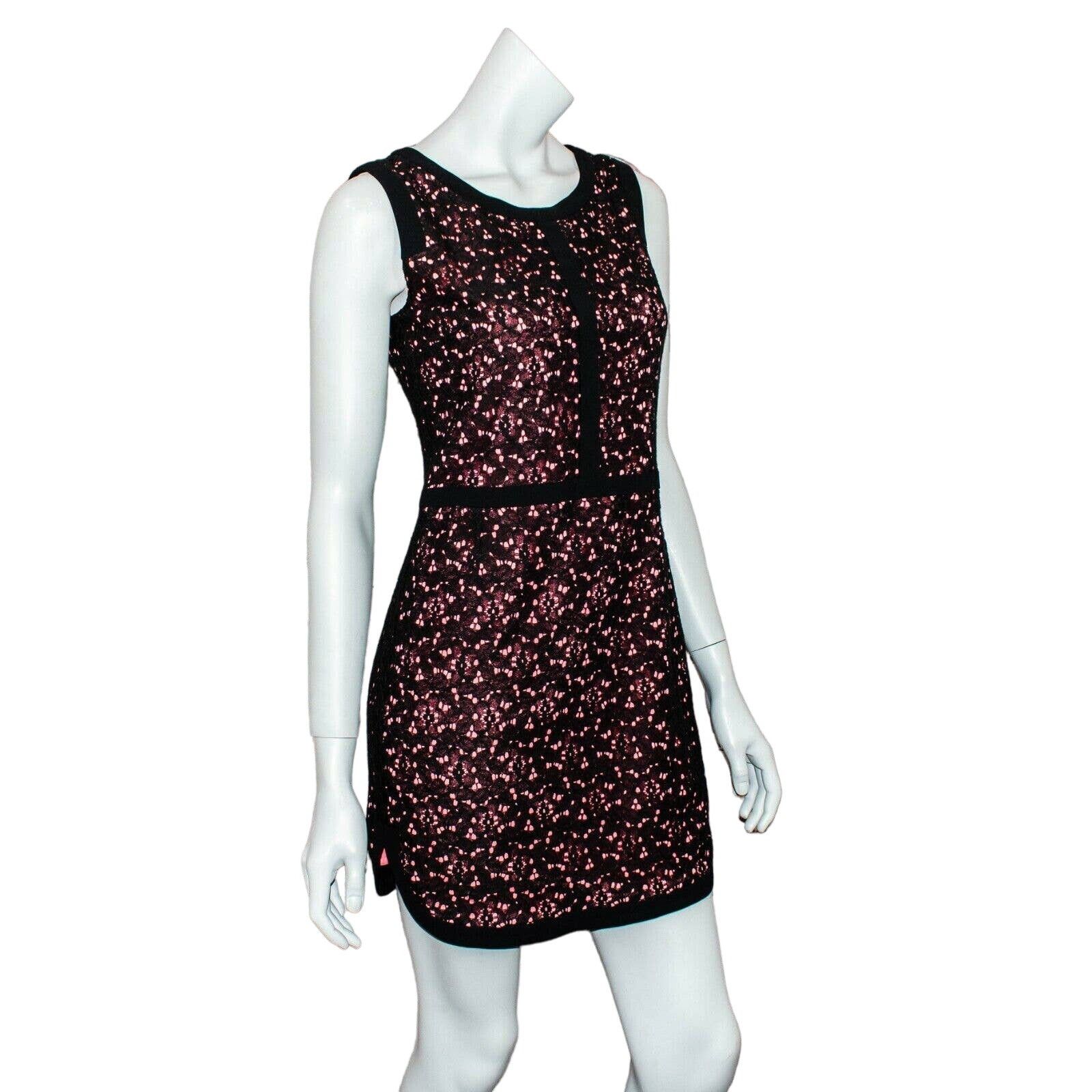 Sandro SANDRO Paris Dentelle Lace Encaje Sheath Dress Black Pink Size S / US 4 / IT 40 - 5 Thumbnail