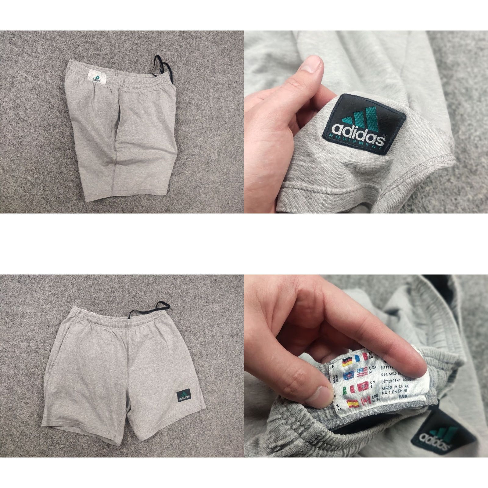 Adidas VINTAGE Adidas Equipment logo Gray Cotton Shorts with Pockets Drawstring – Men M, 32, 90s, Summer, Activewear Size US 31 - 8 Thumbnail