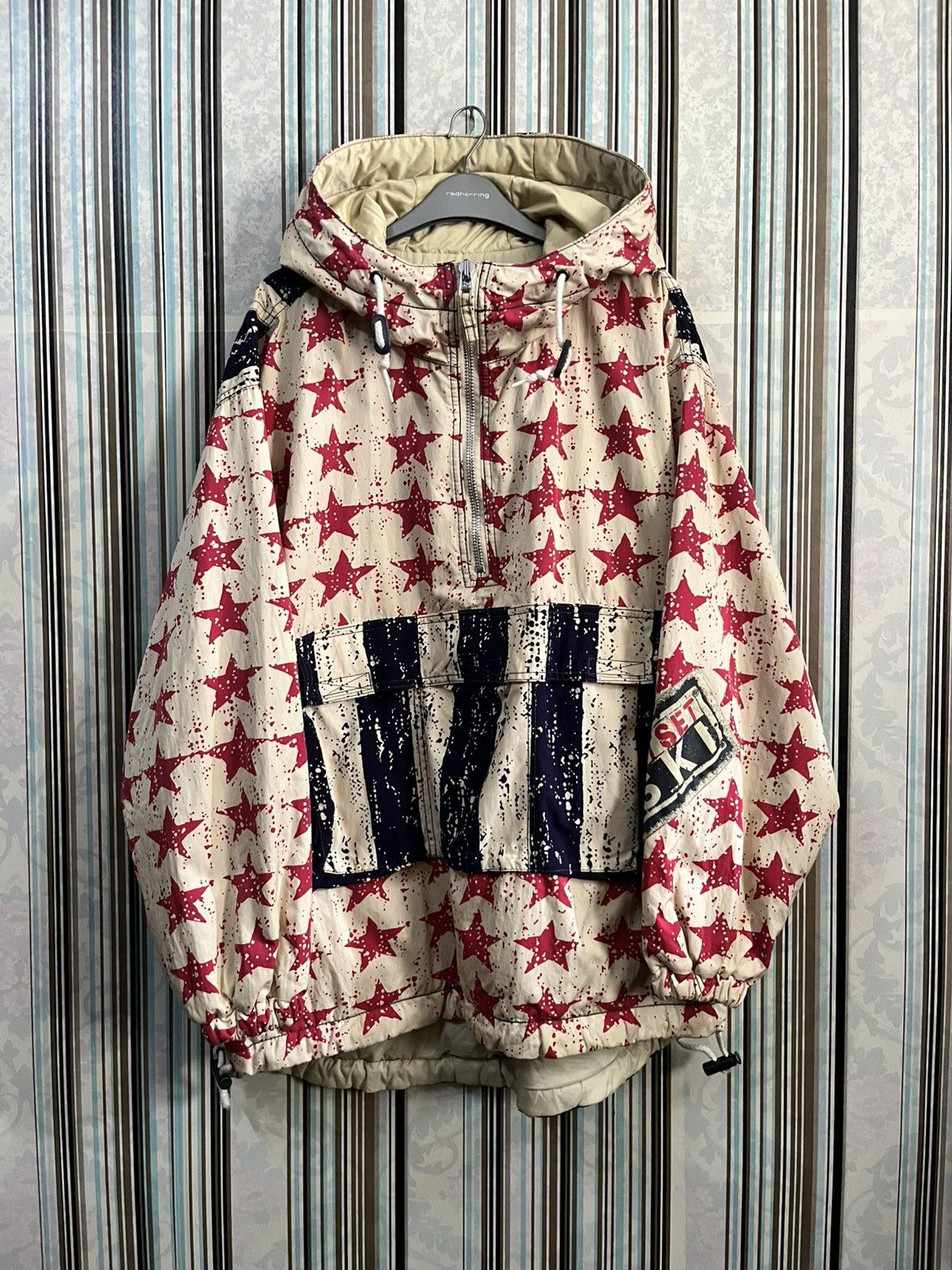 JET SET 1990s all over printed usa flag anorak #H2 Size US M / EU 48-50 / 2 - 2 Thumbnail