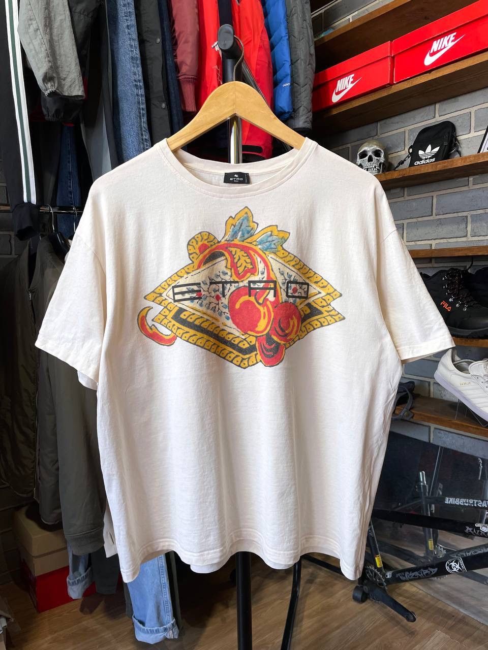 Etro Etro Logo Printed Cotton T-Shirt – Size IT 46 Size L / US 10 / IT 46 - 3 Thumbnail