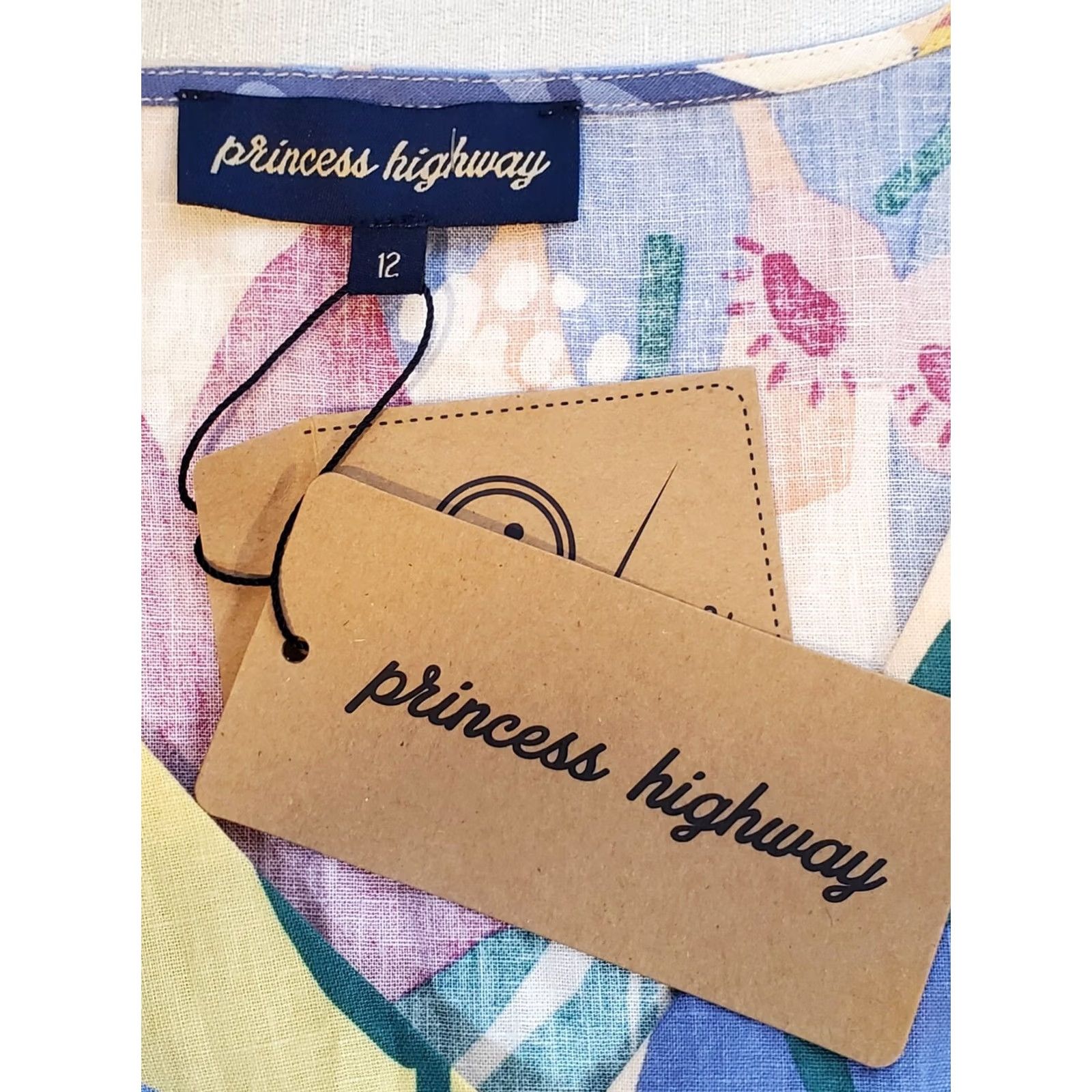 Vintage Princess Highway Floral Linen Blend Dress PGFQ384 Women's Size 12 NWT Size XL / US 12-14 / IT 48-50 - 5 Thumbnail