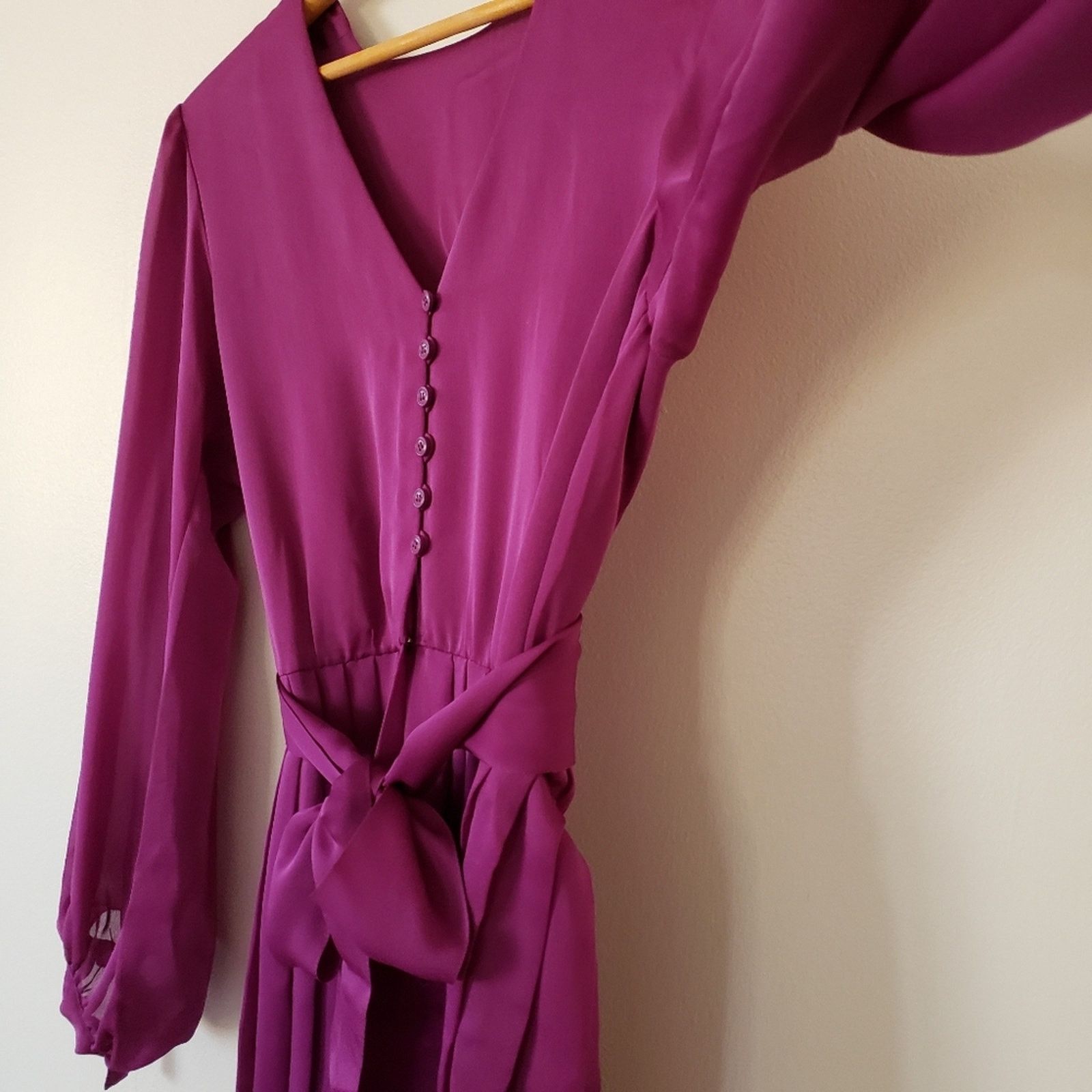Vintage Vintage Pleated Pink Accordion Long Sleeve Flowy Midi Dress Size M / US 6-8 / IT 42-44 - 4 Thumbnail