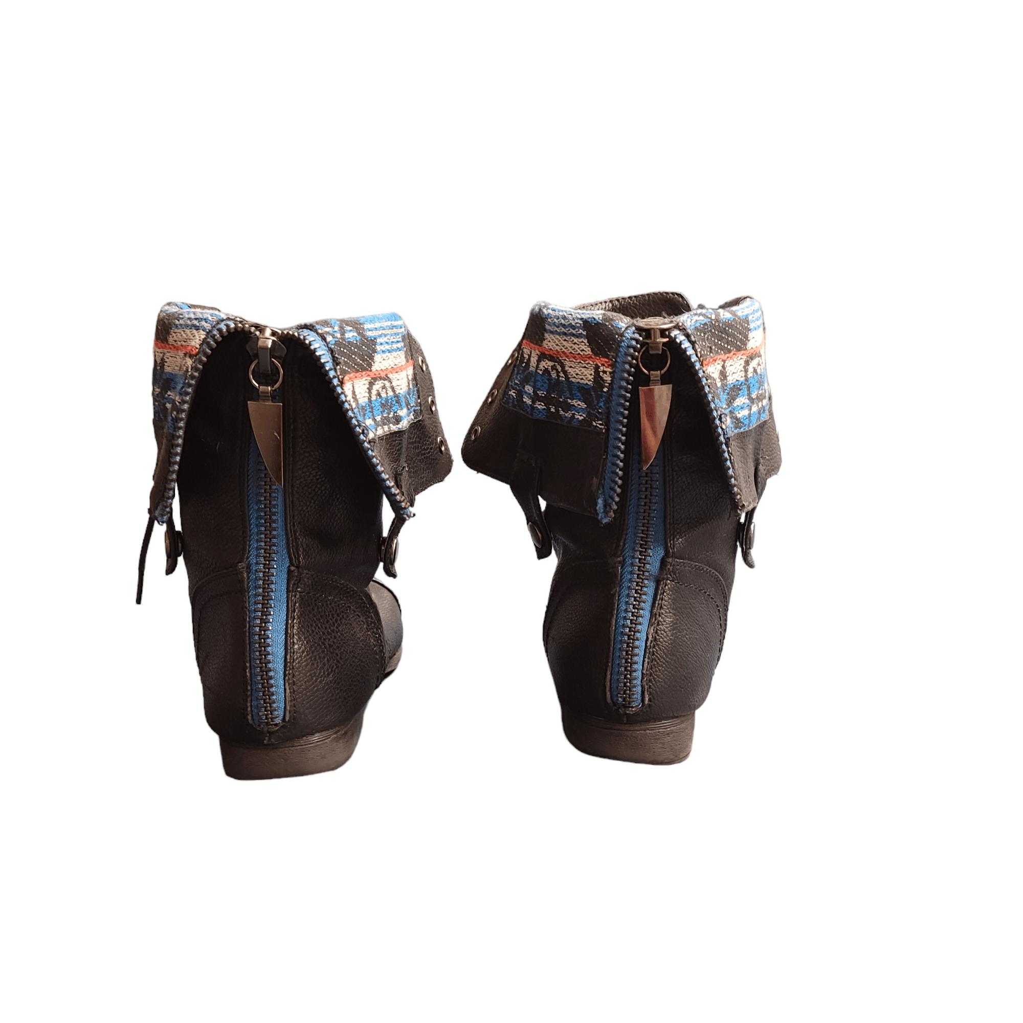 NBDN Nobrandedon Herstyle Black Southwestern Contrast Combat Boots Size US 7 / IT 37 - 5 Thumbnail