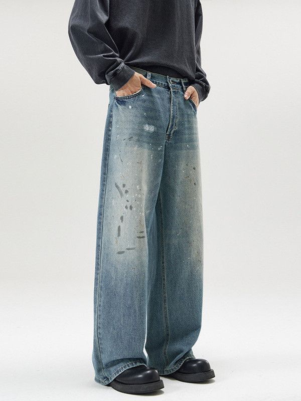 Vintage Men's American Retro Splatter Ink Wash Distressed Jeans Size US 32 / EU 48 - 3 Thumbnail