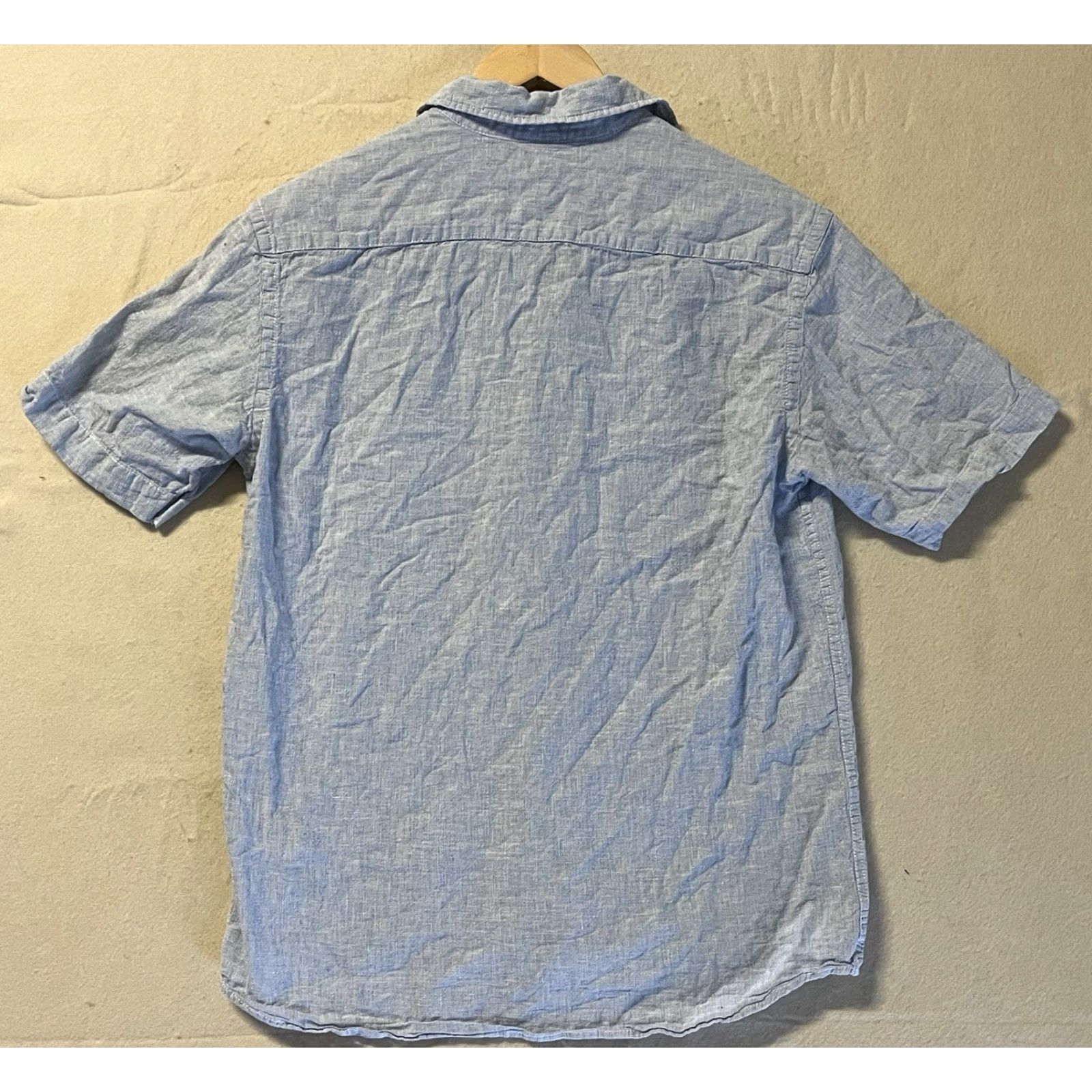 H&M Label Of Graded Goods Shirt Button-Up Short Sleeve Mens S Blue Cotton Knits Collared Breathable Pockets Button-Down Size US S / EU 44-46 / 1 - 2 Thumbnail