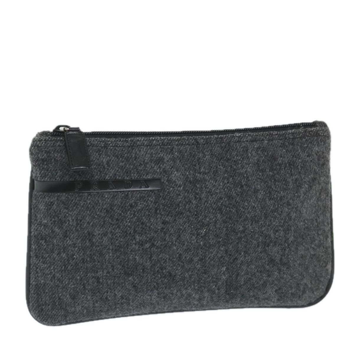 image of Prada Sports Pouch Wool Gray Auth Bs9440 in Grey, Women's