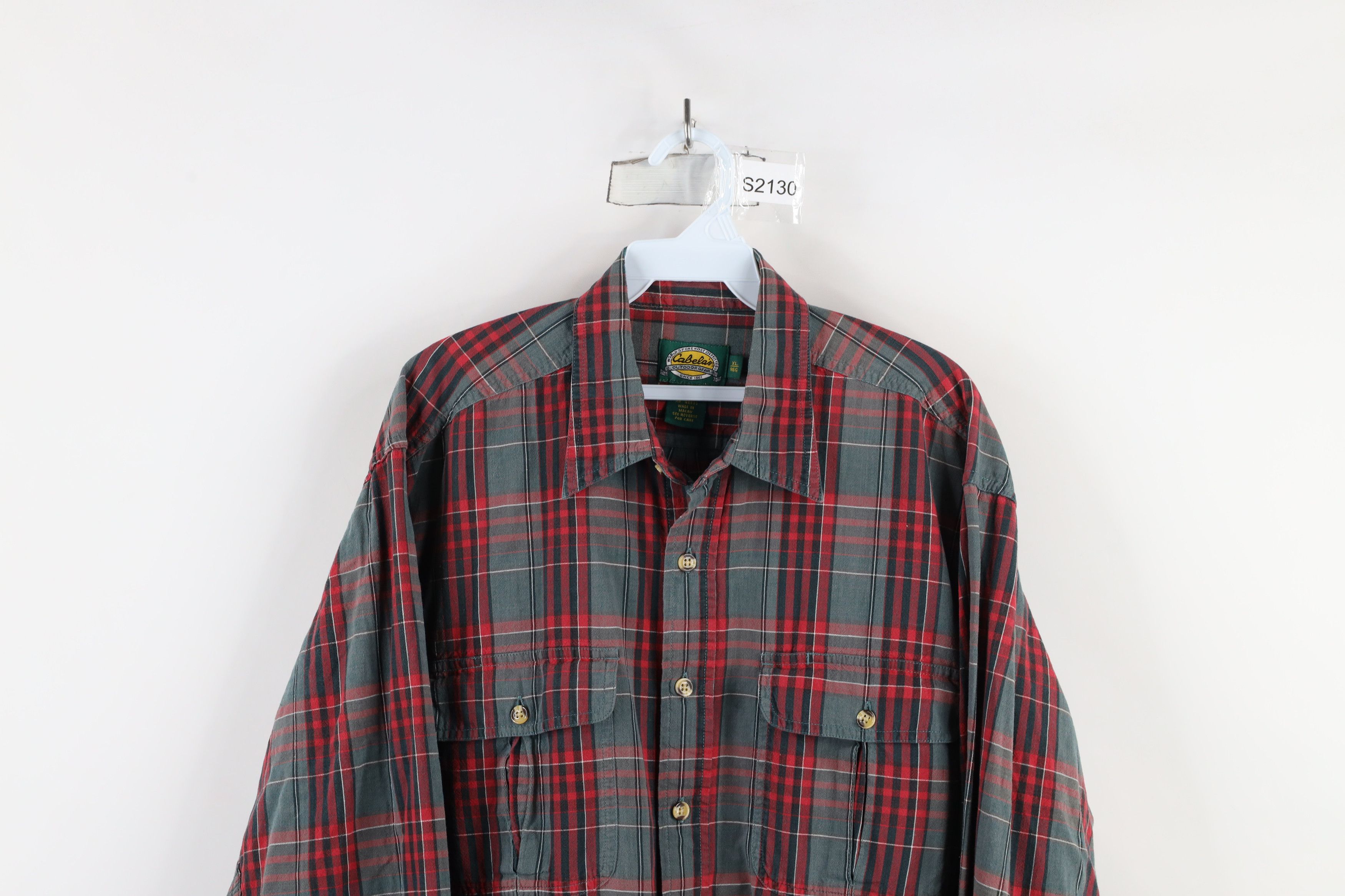 Cabelas × Vintage Vintage 90s Cabelas Pocket Collared Button Shirt Plaid Size US XL / EU 56 / 4 - 2 Thumbnail