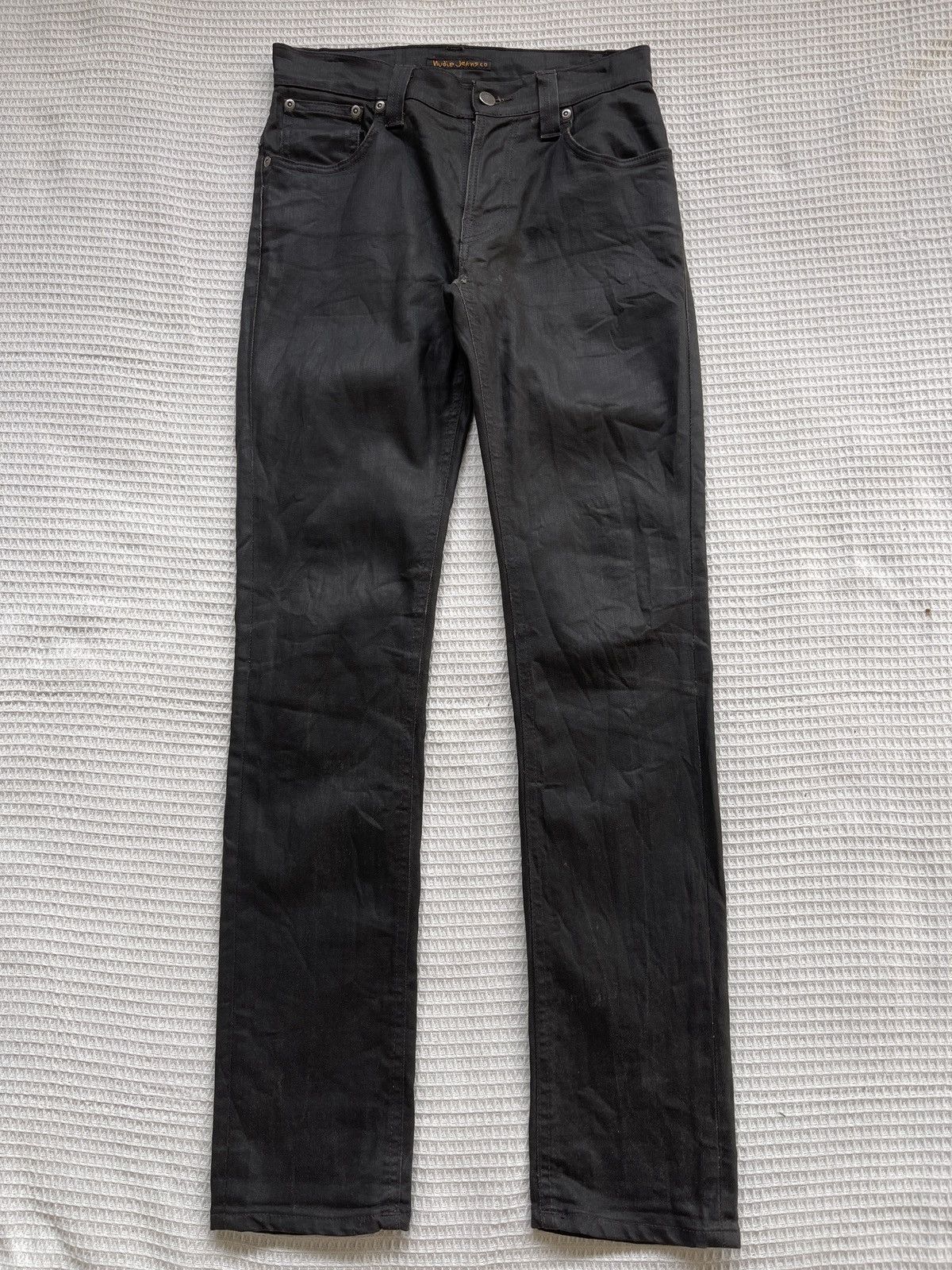 Jean Rare🔥Nudie Jeans Thin Finn Skinny Black Jeans Size US 29 - 4 Thumbnail