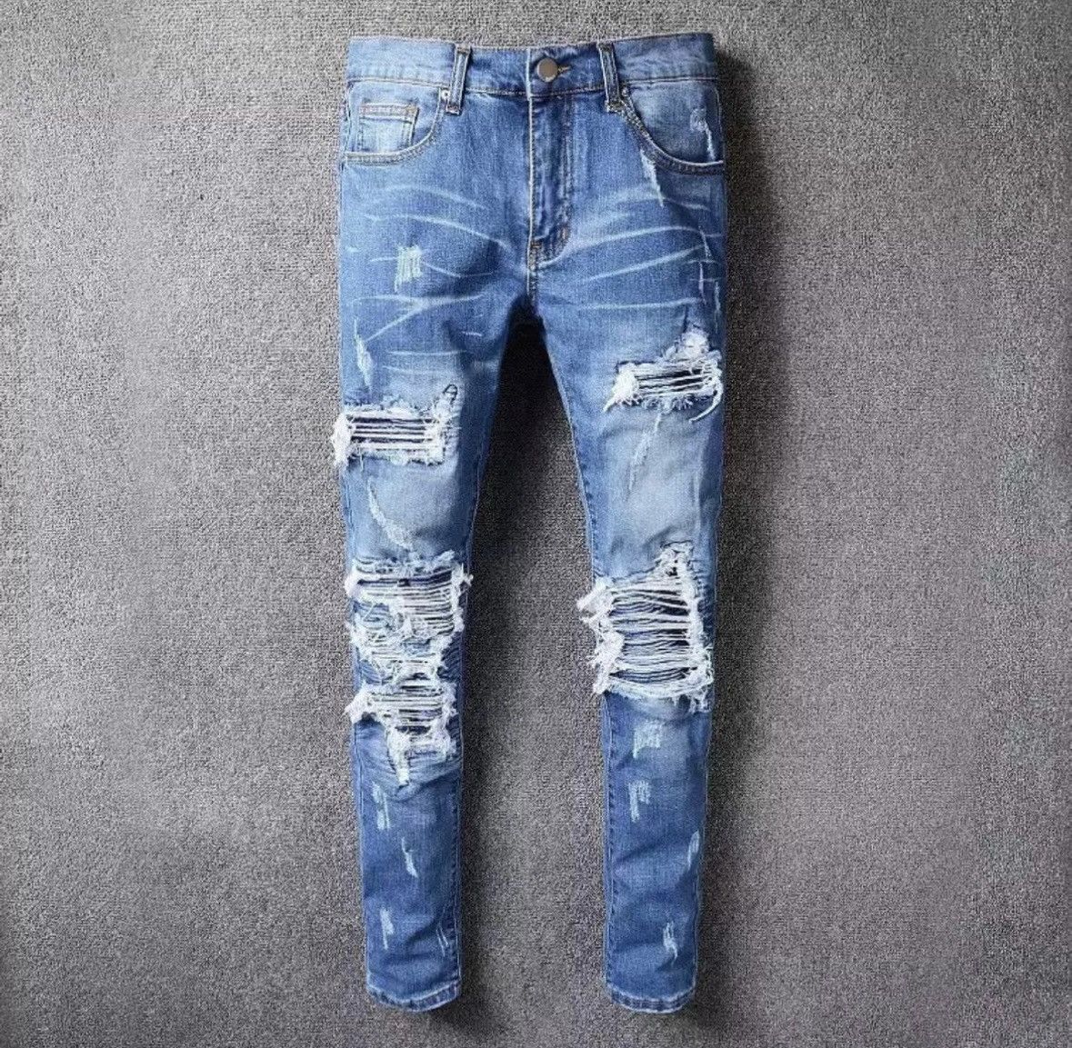 Designer × Vintage Blue Shark Denim Skinny Jeans Size US 32 / EU 48 - 1 Thumbnail