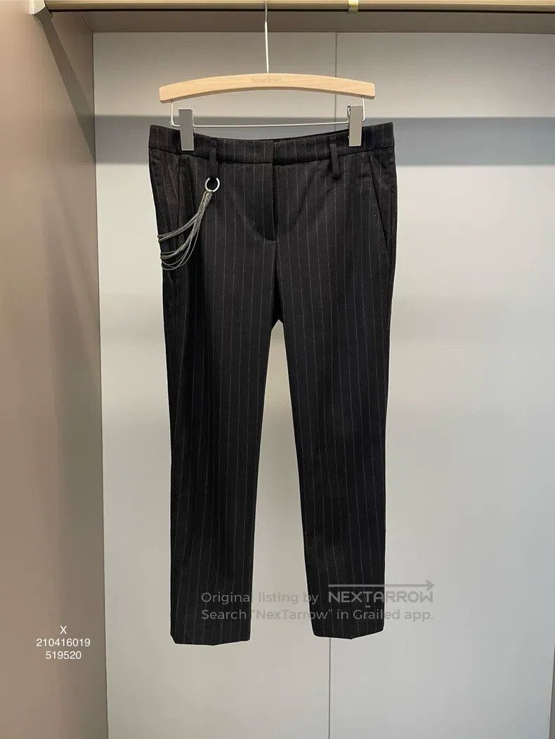 Brunello Cucinelli Brunello Cucinelli Black Gray Striped Raw Wool Casual Long Size 26" / US 2 / IT 38 - 1 Thumbnail