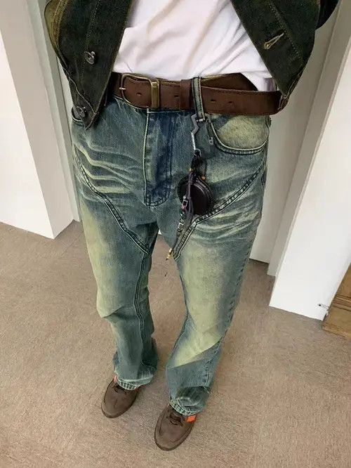 VIBE Vintage distressed washed corrugated bootcut jeans Size US 34 / EU 50 - 8 Thumbnail