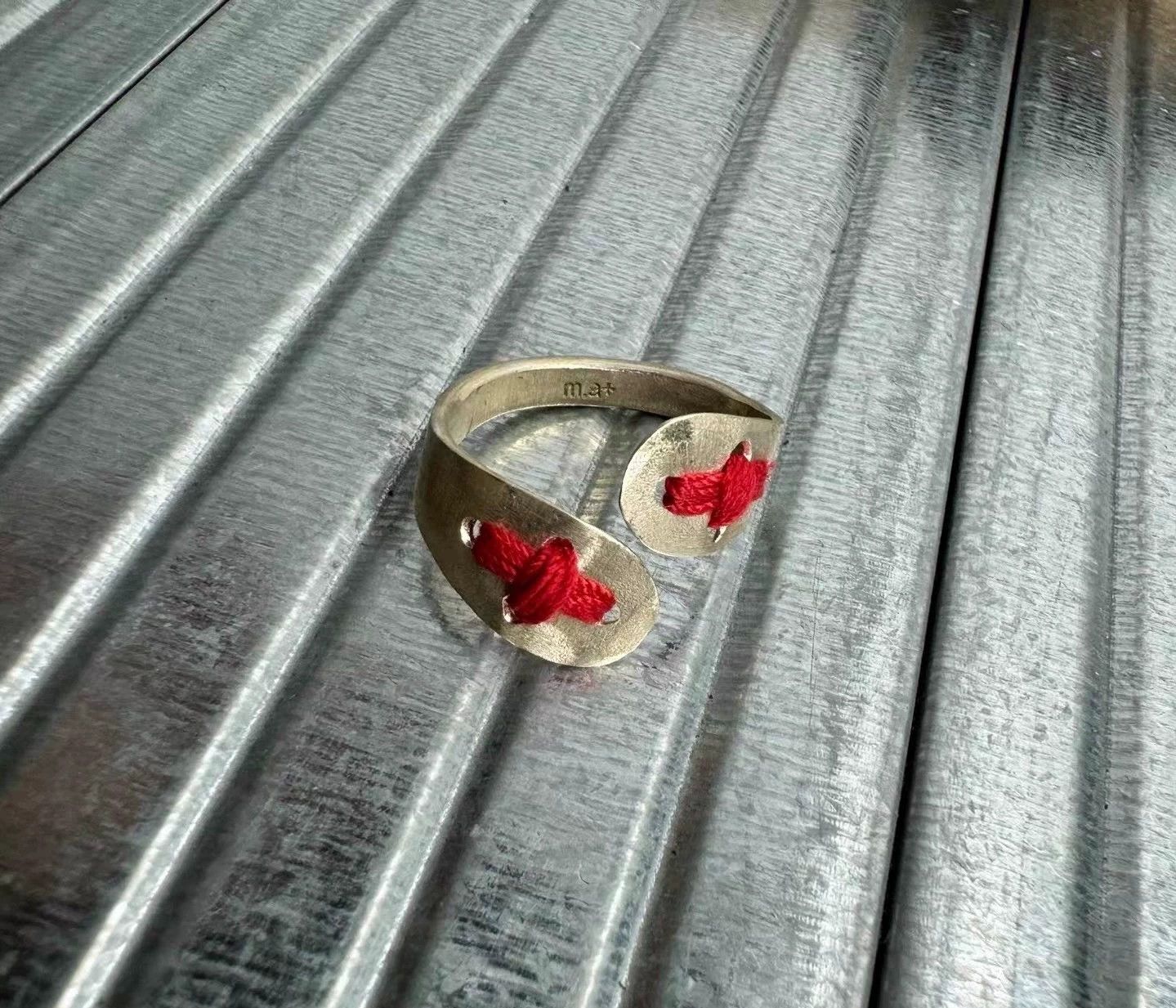 Ma+ maurizio amadei m.a+ red cord cross ring AGNS3 s Size ONE SIZE - 1 Thumbnail