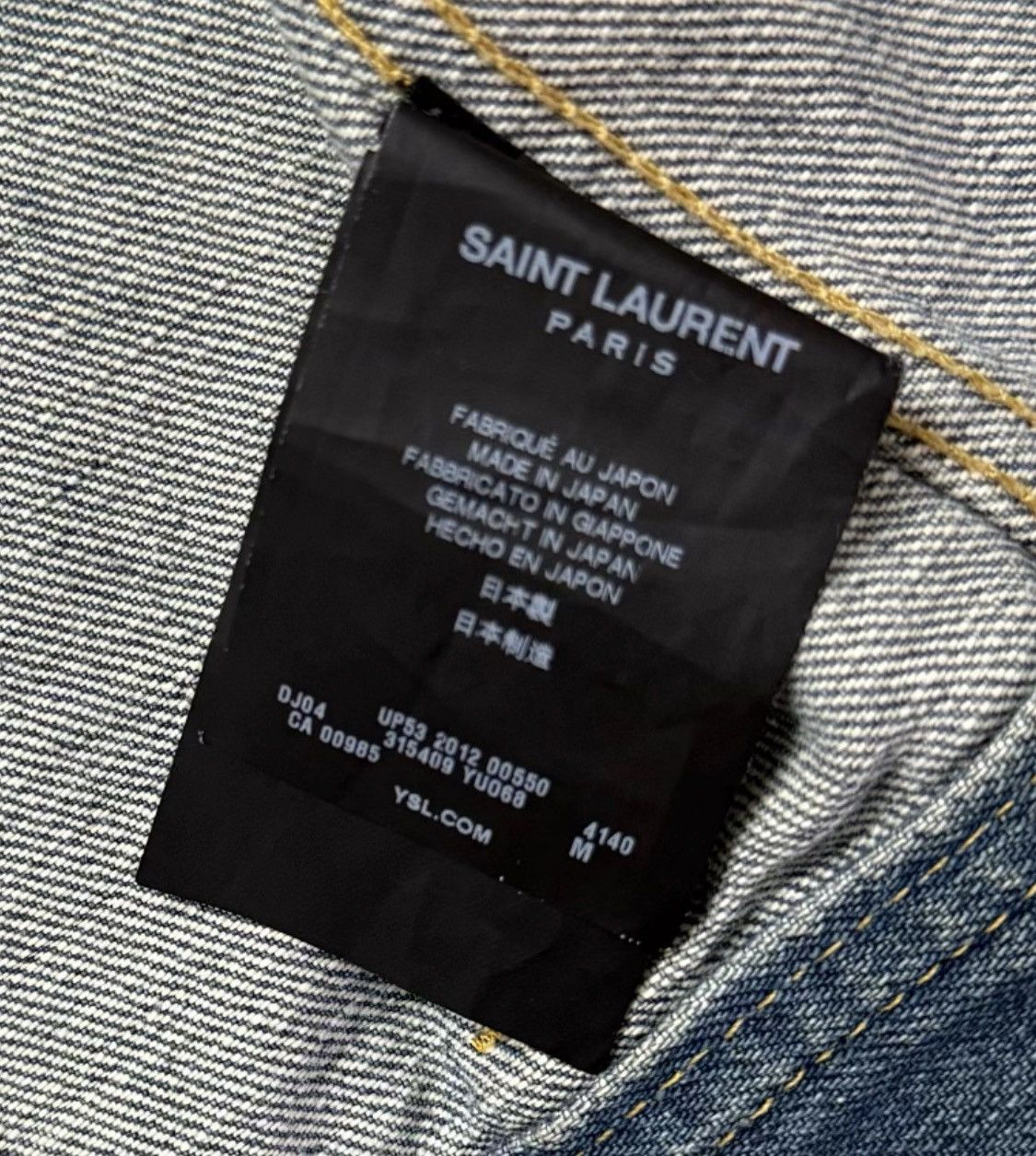 Hedi Slimane Saint Laurent Denim Jacket with Leather Sleeves- Size US M / EU 48-50 / 2 - 6 Thumbnail
