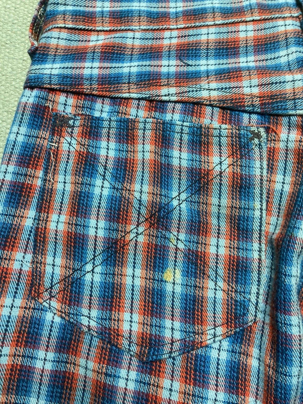 Vintage 1970s sears flare pants toughskins plaid wide hippie 29x25 Size 29" - 10 Thumbnail
