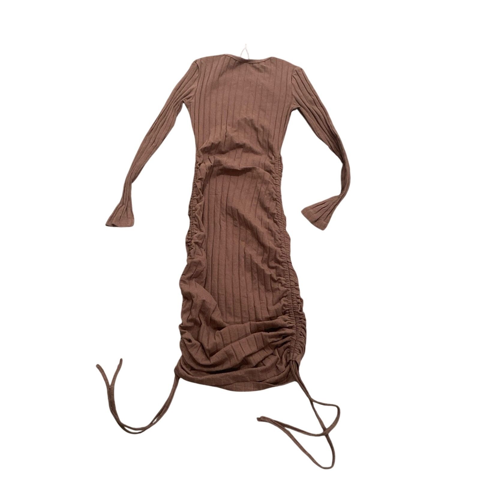 Shein Drawstring Ruched Side Bodycon Dress in Brown, Size XS Size XS / US 0-2 / IT 36-38 - 5 Thumbnail