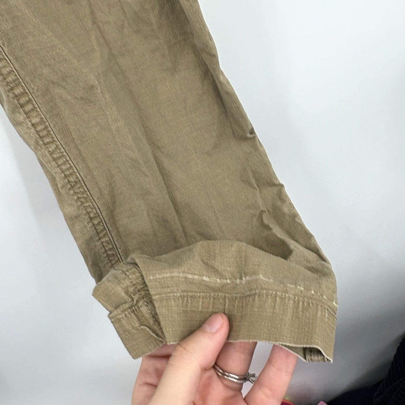 Vuori Vuori Pants Mens S Ripstop Climber Drawstring Hiking Outdoors Work Stretch Pant Slim Tapered 5-Pocket Beige Canvas Logo Zipper Pocket Mens Size US 30 / EU 46 - 6 Thumbnail