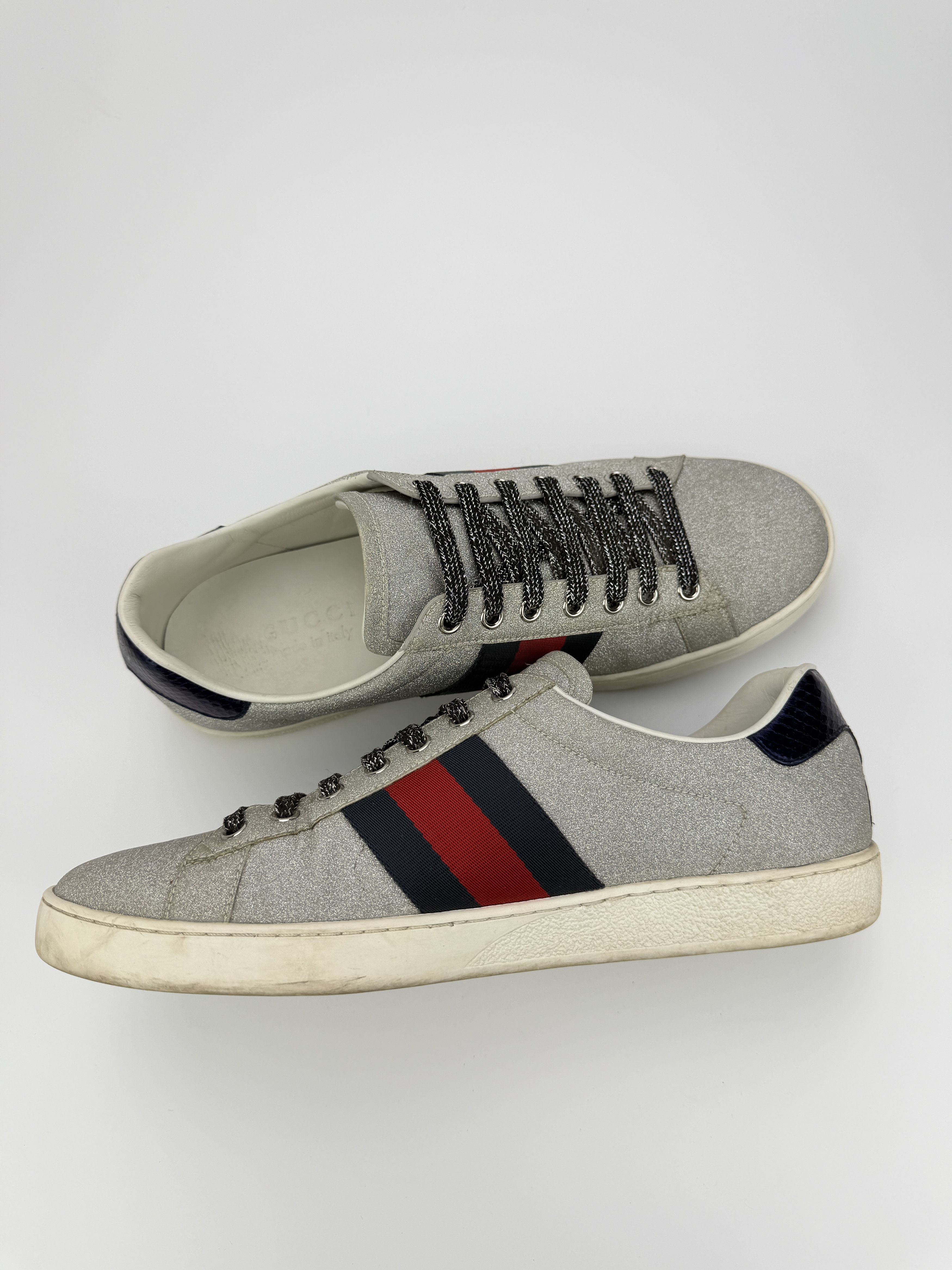 Gucci Vintage Gucci Web Glitter Low Top Leather Sneakers Size US 9 / EU 42 - 5 Thumbnail