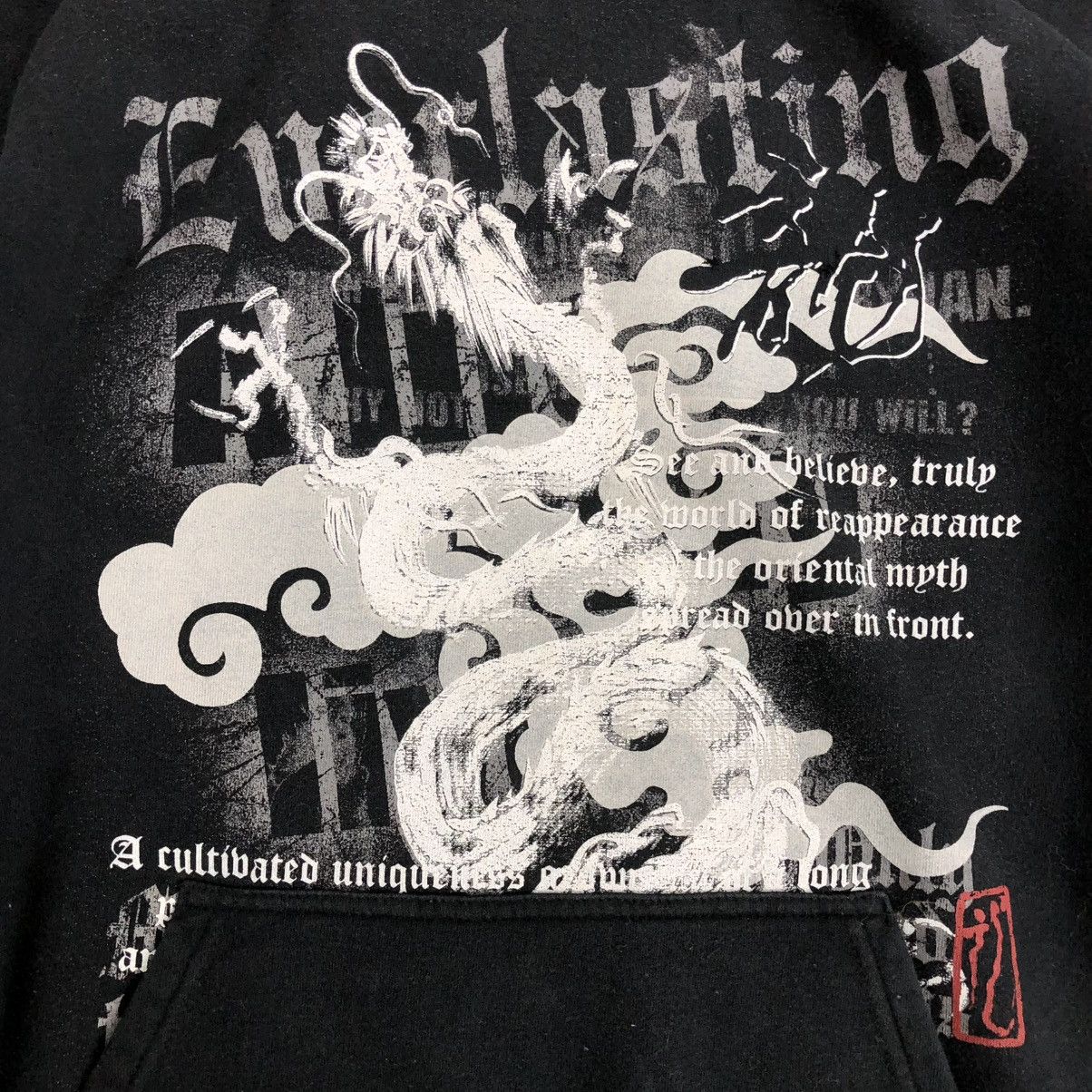 If Six Was Nine 2000s Sorridere Dragons Skulls Poem Goa Punk Fur Zip Hoodie Size US L / EU 52-54 / 3 - 5 Thumbnail