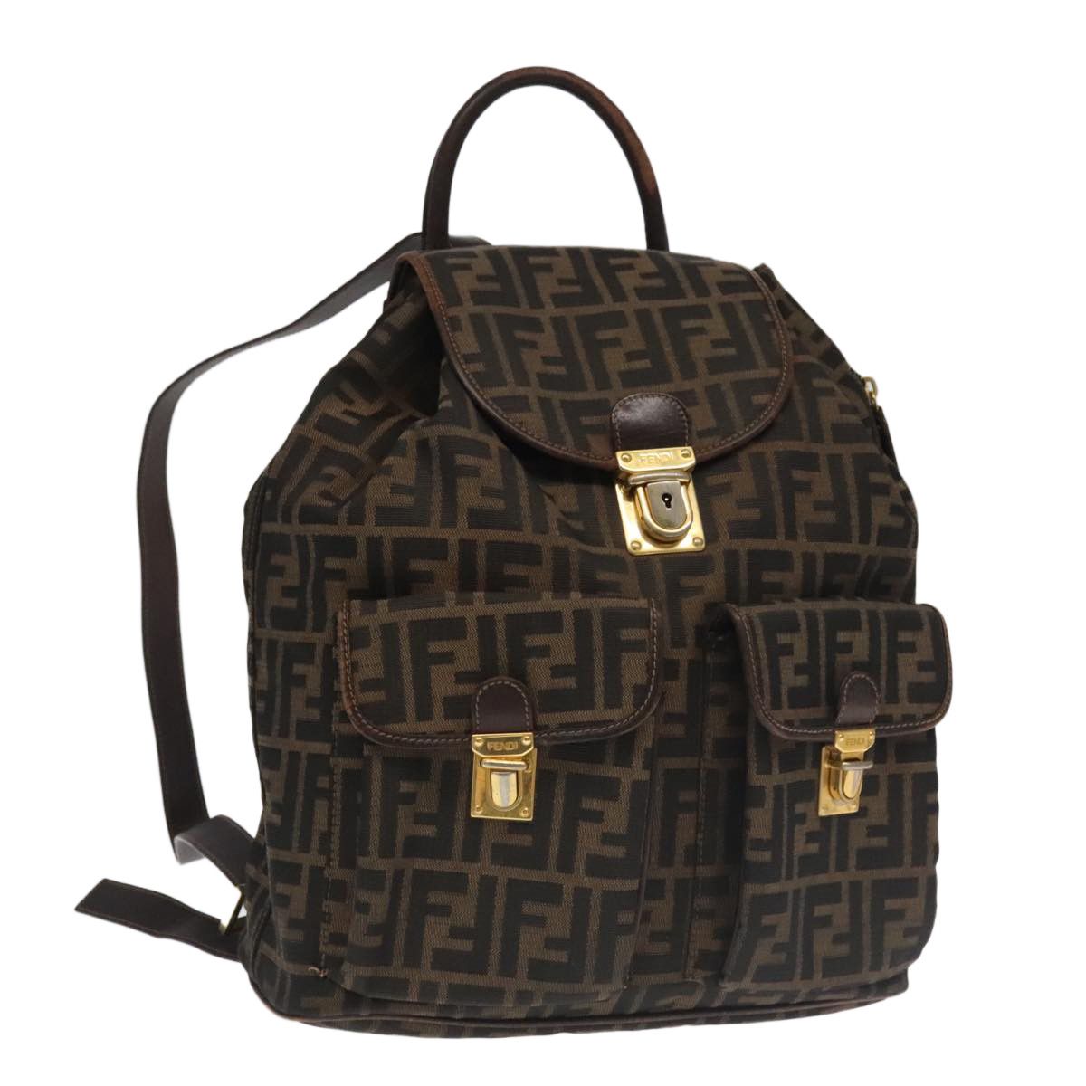 Fendi Zucca Brown Canvas Backpack Bag (Pre-Owned) Size ONE SIZE - 1 Thumbnail