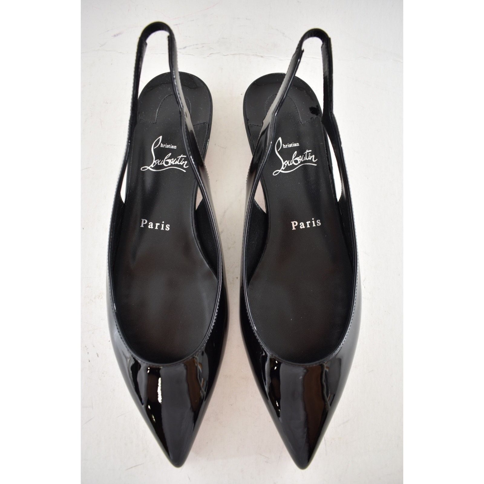 Christian Louboutin Hot Chickita Sling Flat Black Patent