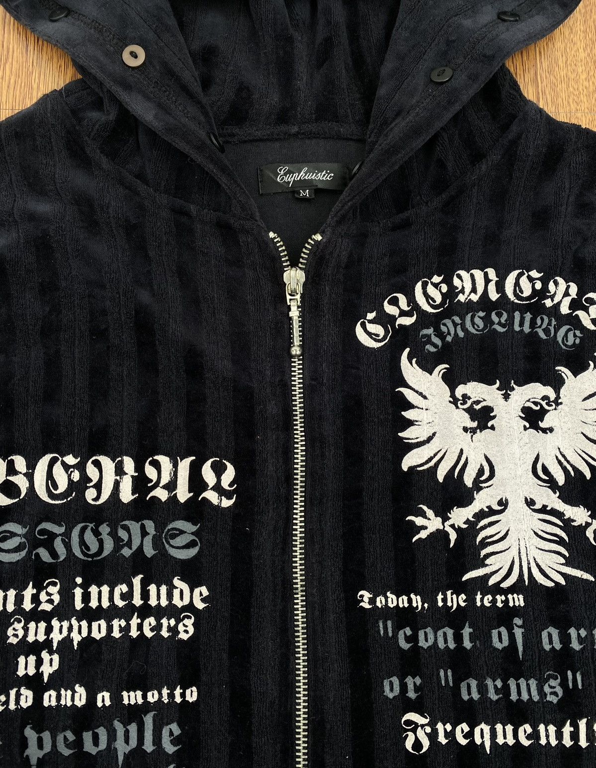 If Six Was Nine × Japanese Brand × Le Grande Bleu (L.G.B.) Black stripe velvet zip hoodie Size US M / EU 48-50 / 2 - 3 Thumbnail