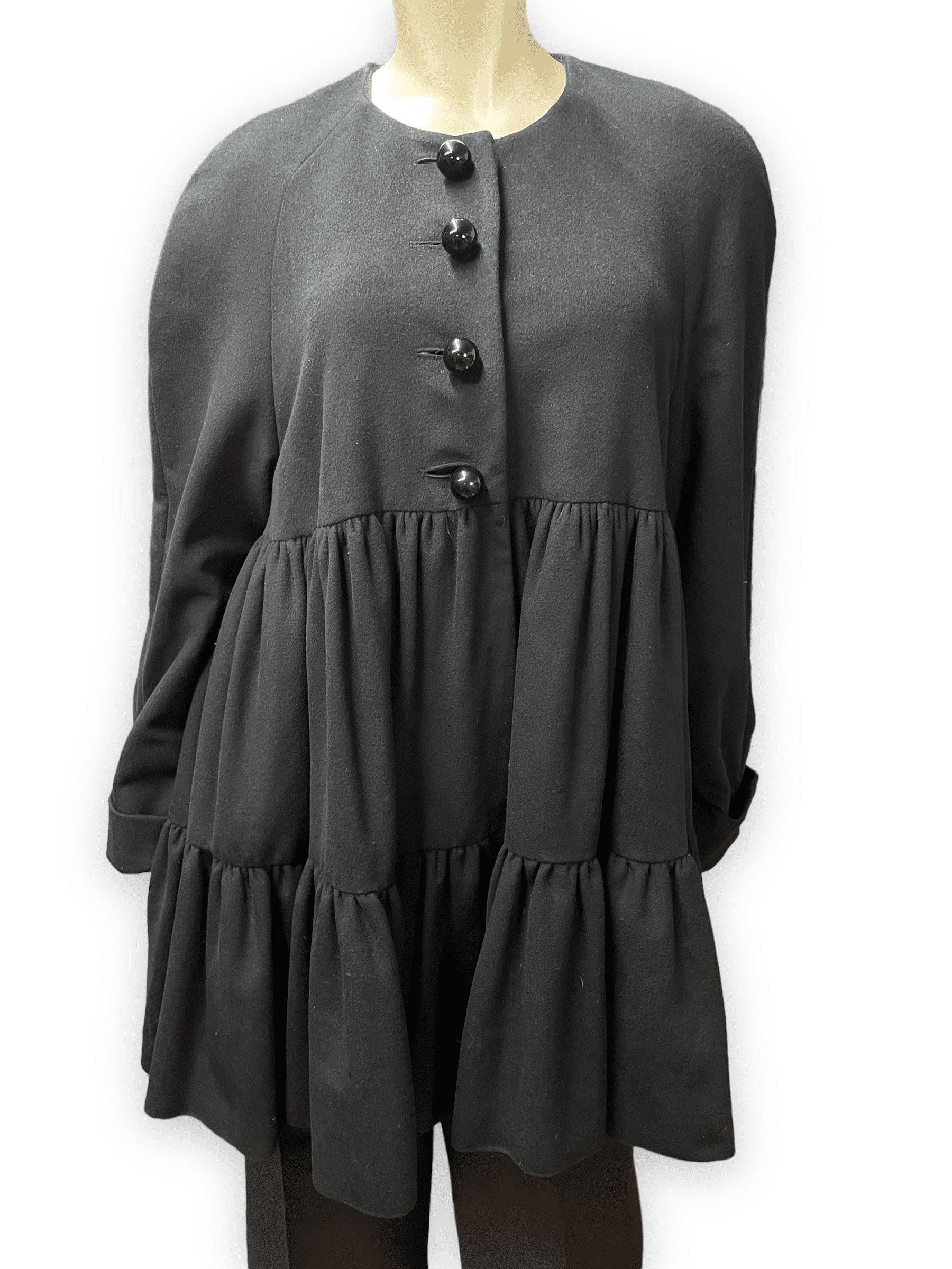 Moschino Moschino Couture! Black Wool Tiered Party Coat With Bauble Buttons Made In Italy Size M Size M / US 6-8 / IT 42-44 - 3 Thumbnail