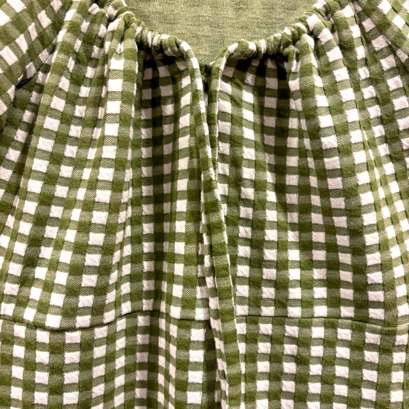 MADEWELL Jacquard Dress in Gingham, Green and white, size XS