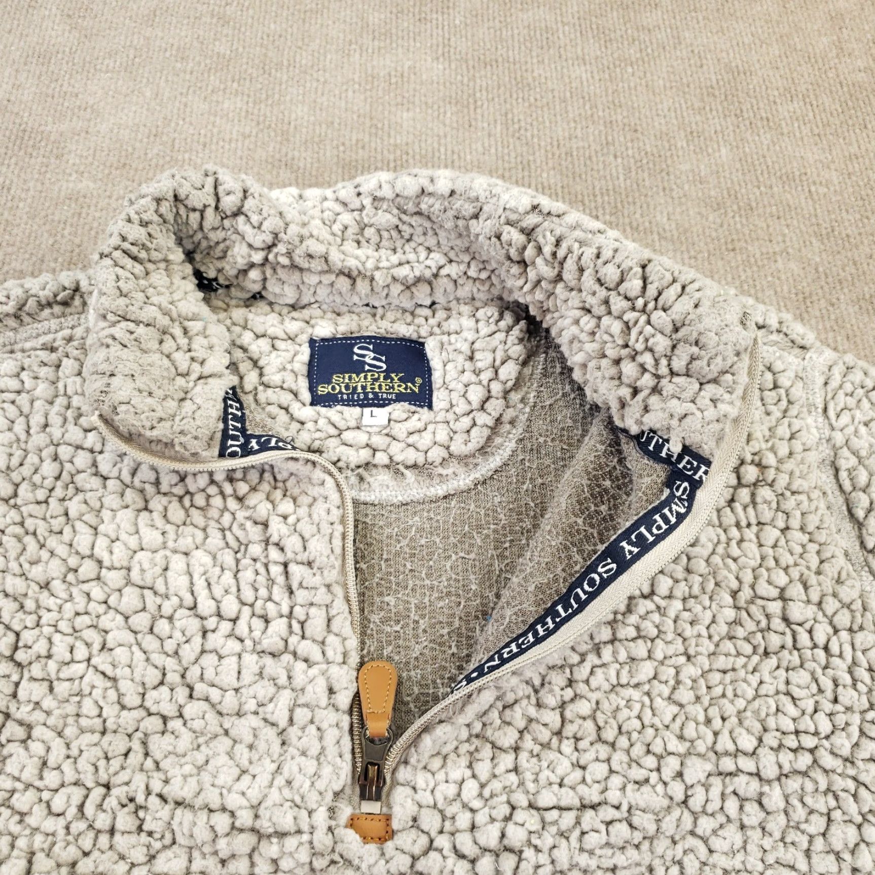 Vintage Simply Southern Women's Gray Fleece Jacket Large 1/4 Zip Long Sleeve Mock Neck Casual Size L / US 10 / IT 46 - 6 Thumbnail