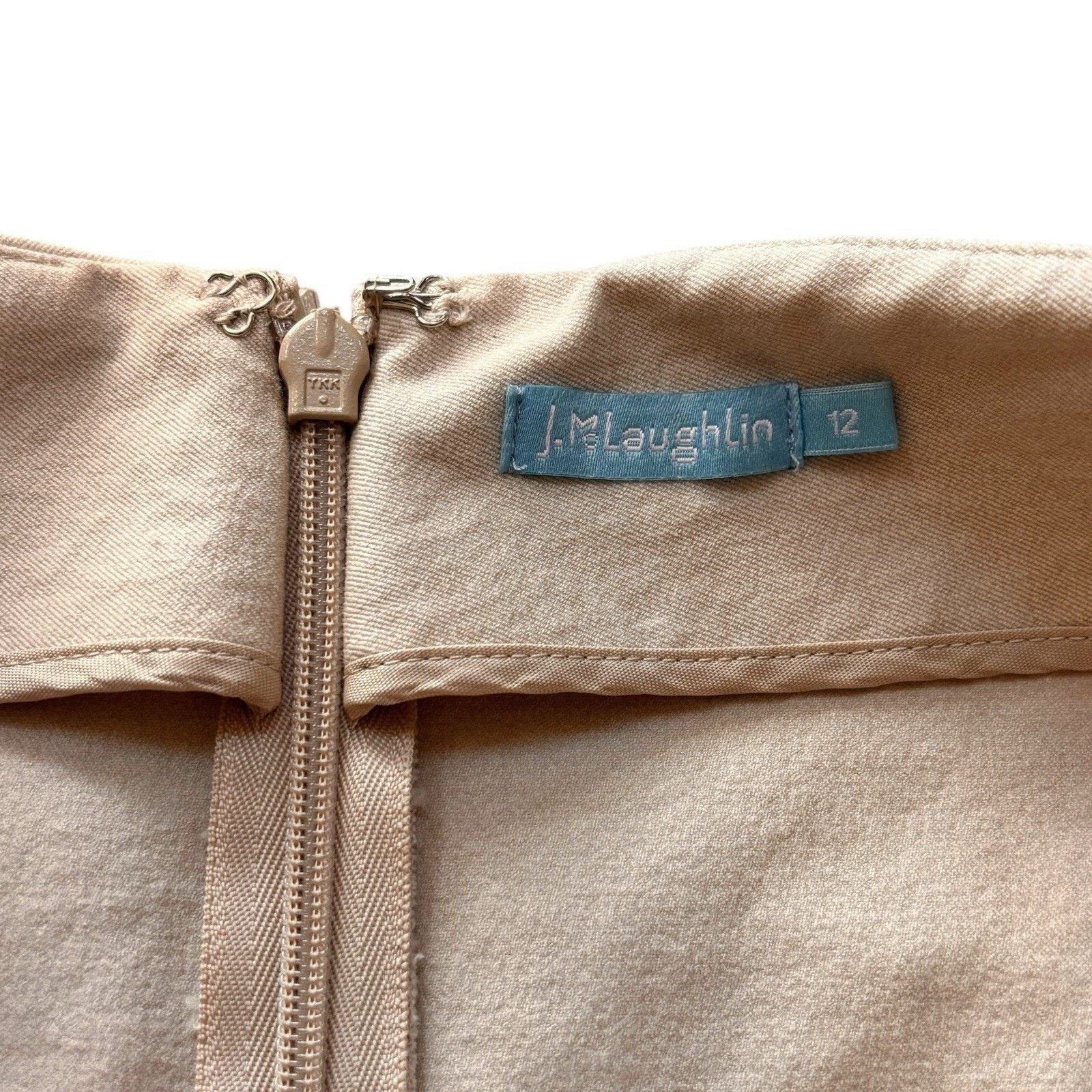 J.McLaughlin J. McLaughlin Tan Cotton Stretch Pencil Skirt Side Zip 12 Size 34" / US 12 / IT 48 - 3 Thumbnail