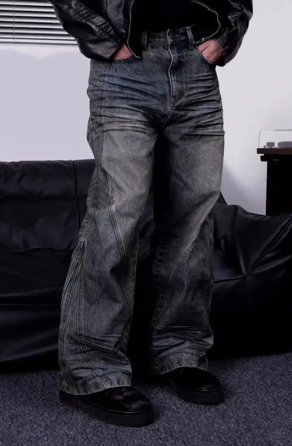 Japanese Brand VIBE Distressed muddy stained design texture ruined jeans Size US 30 / EU 46 - 3 Thumbnail