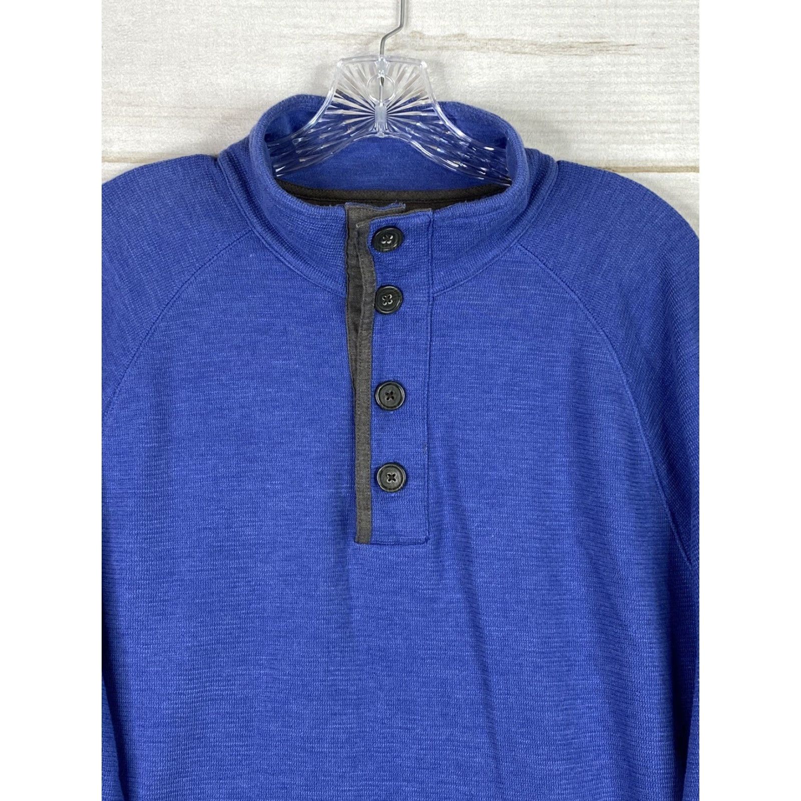 Banana Republic Banana Republic Sweater Mens XL Blue Long Sleeve Pullover Mock Neck Button Pockets Logo Knit Knitwear Casual Size US XL / EU 56 / 4 - 2 Thumbnail