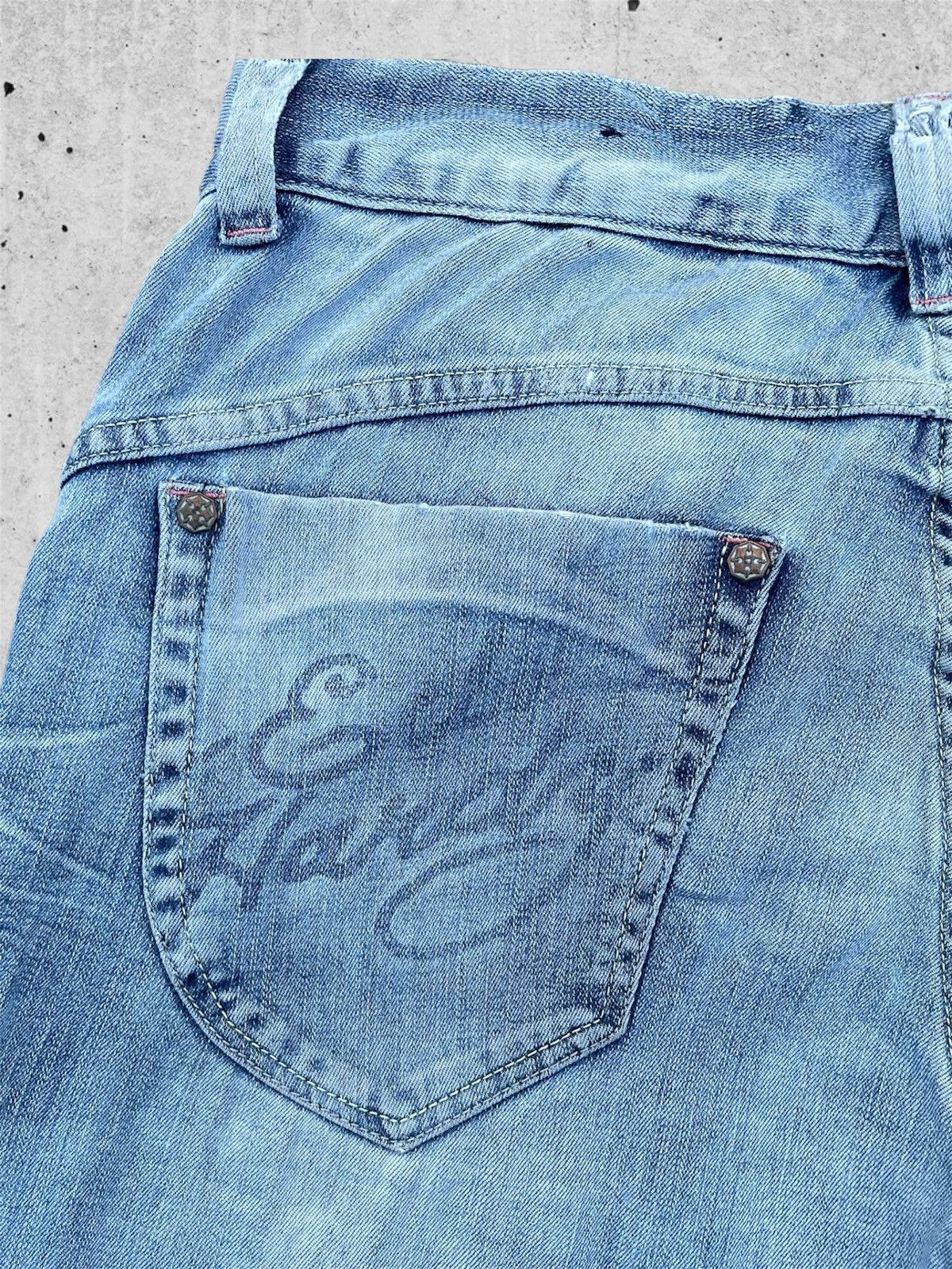 Ed Hardy × Jean 🔥 Ed Hardy Blue Distressed Denim Streetwear W31🔥 Size US 31 - 19 Thumbnail